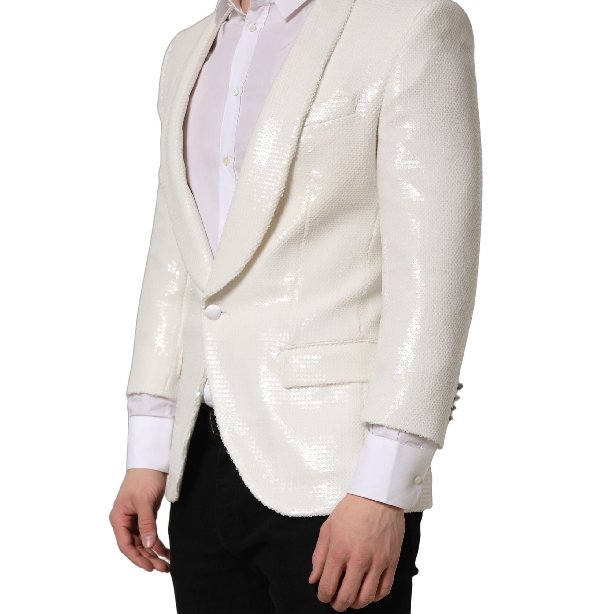 Dolce & Gabbana White Viscose Single Breasted Blazer Jacket