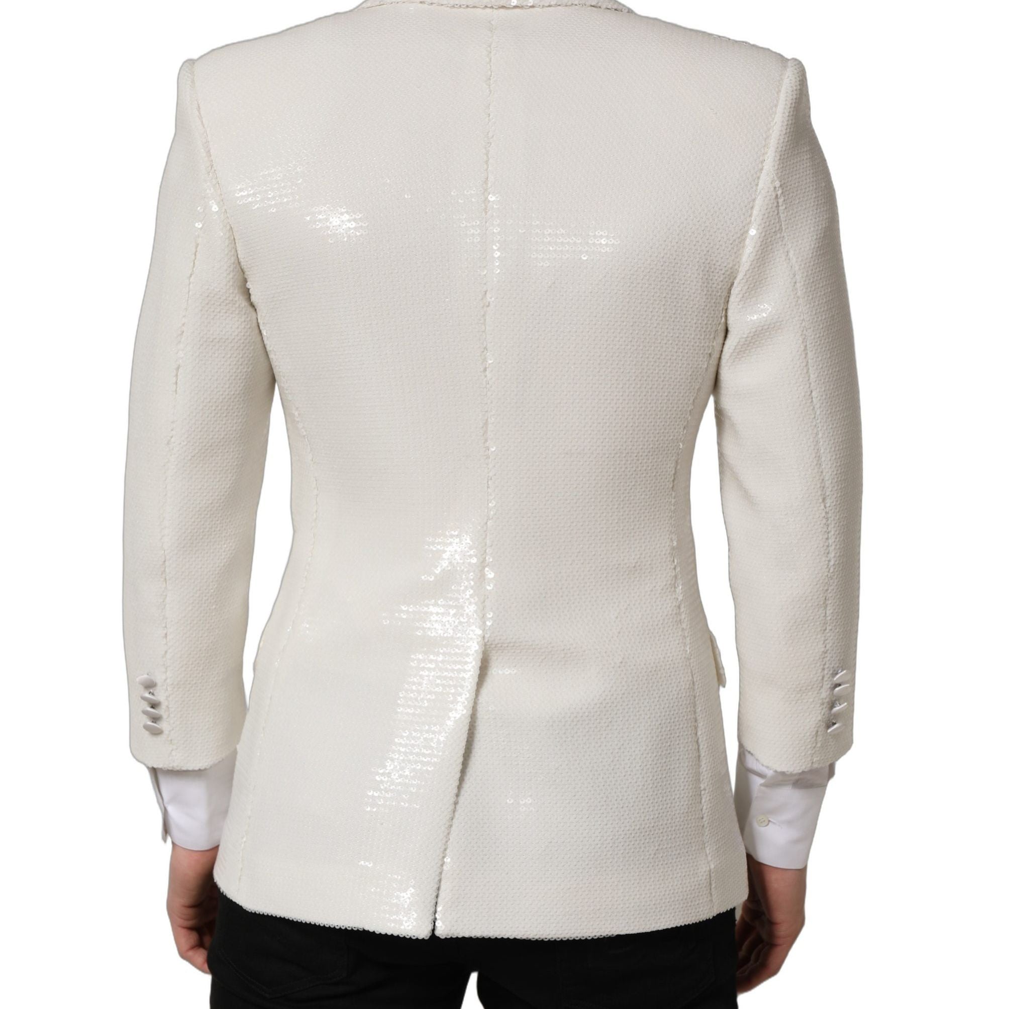 Dolce & Gabbana White Viscose Single Breasted Blazer Jacket