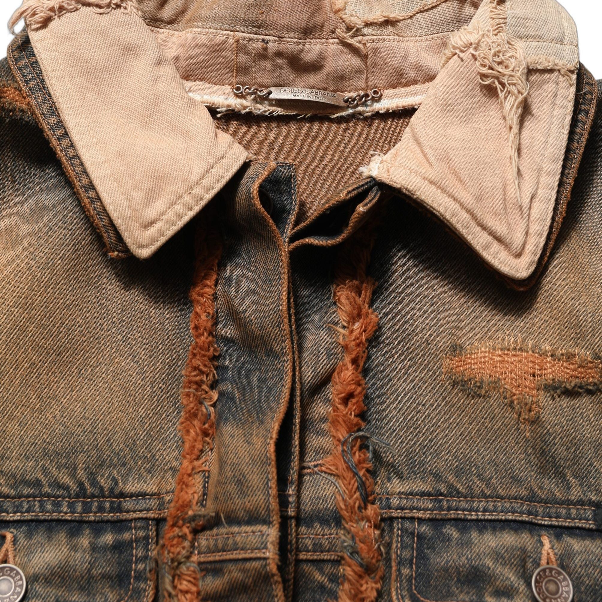 Dolce & Gabbana Multicolor Raw Cut Panelled Denim Men Jacket
