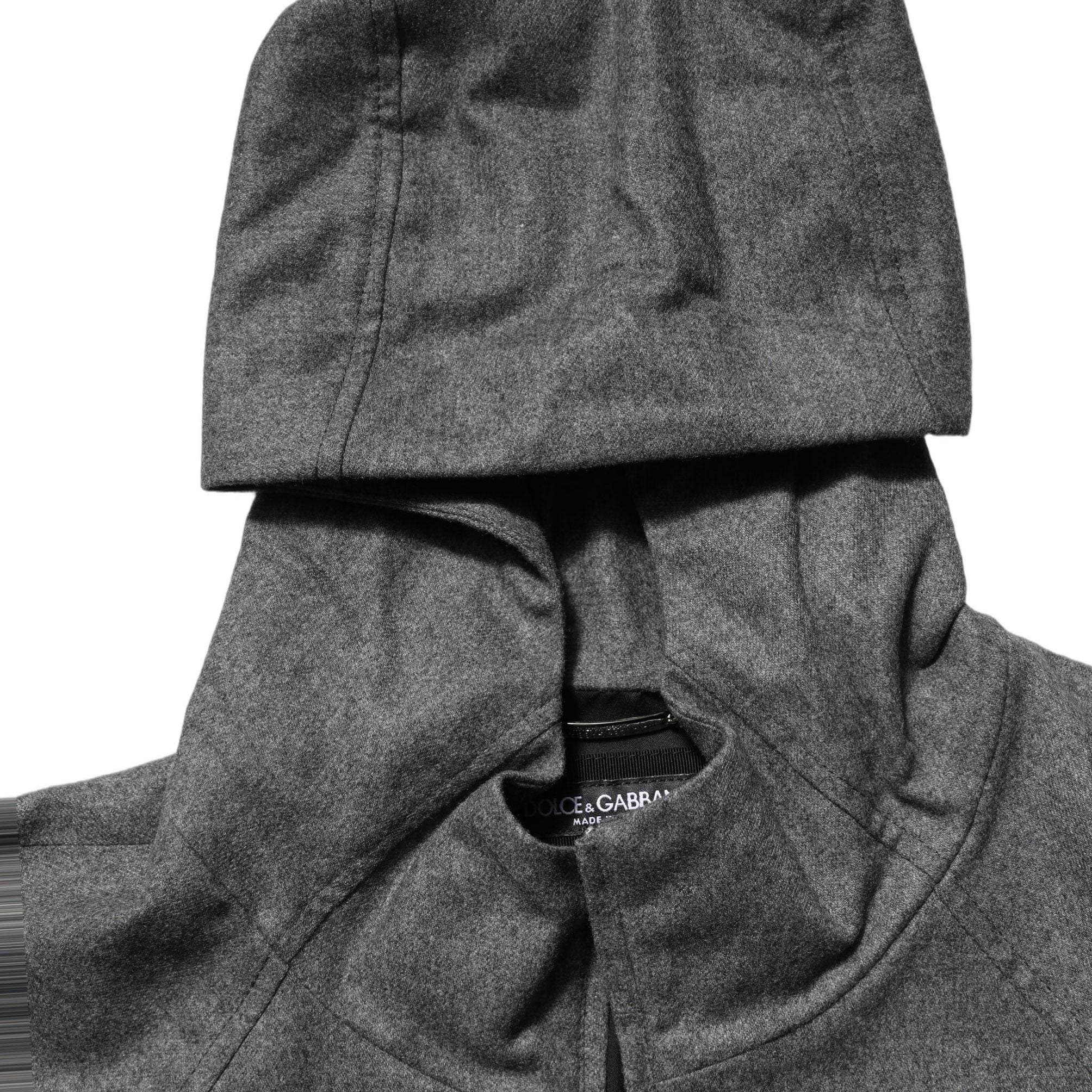 Dolce & Gabbana Gray Cotton Men Hooded Full Zip Bomber Jacket