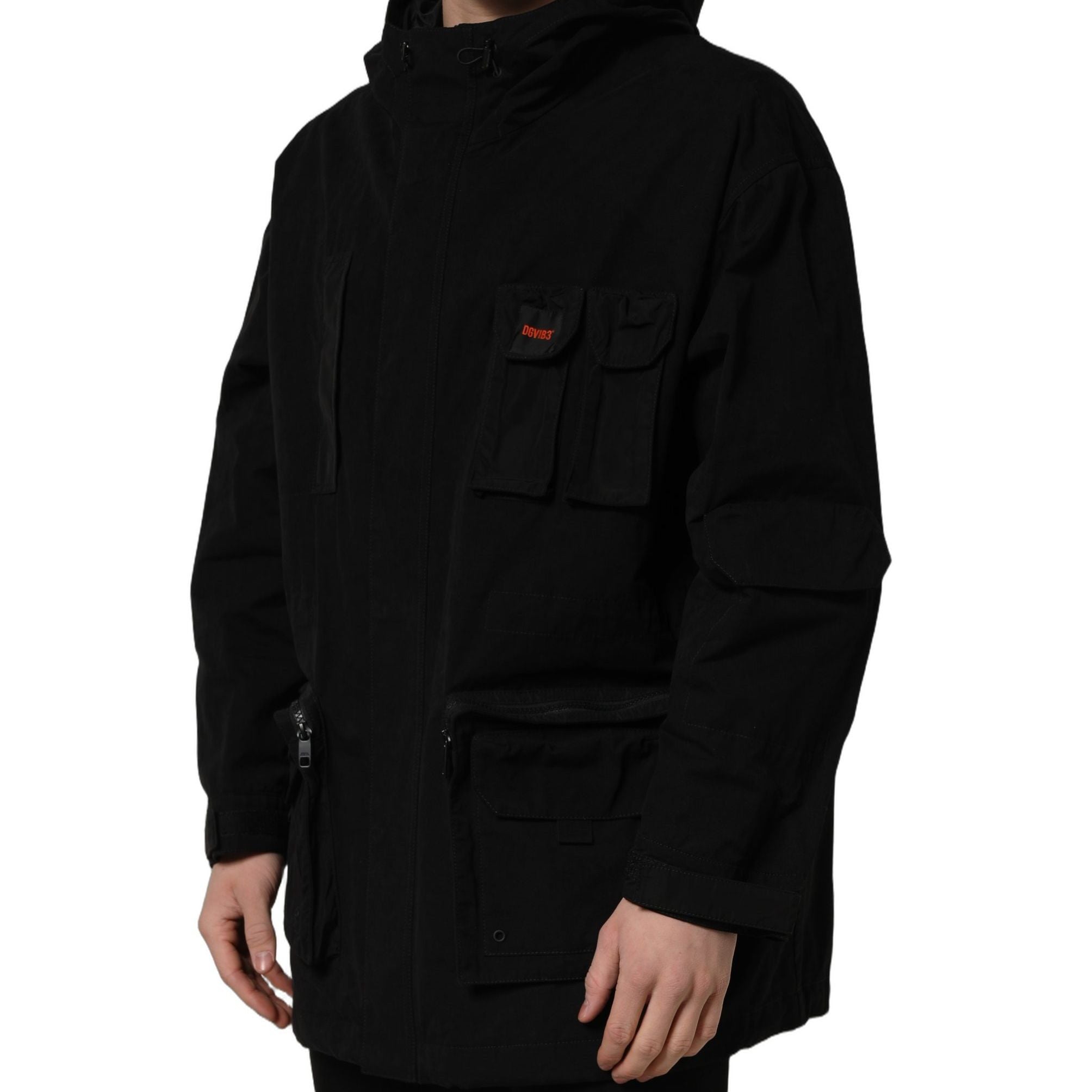 Dolce & Gabbana Black Nylon Men Hooded Windbreaker Jacket