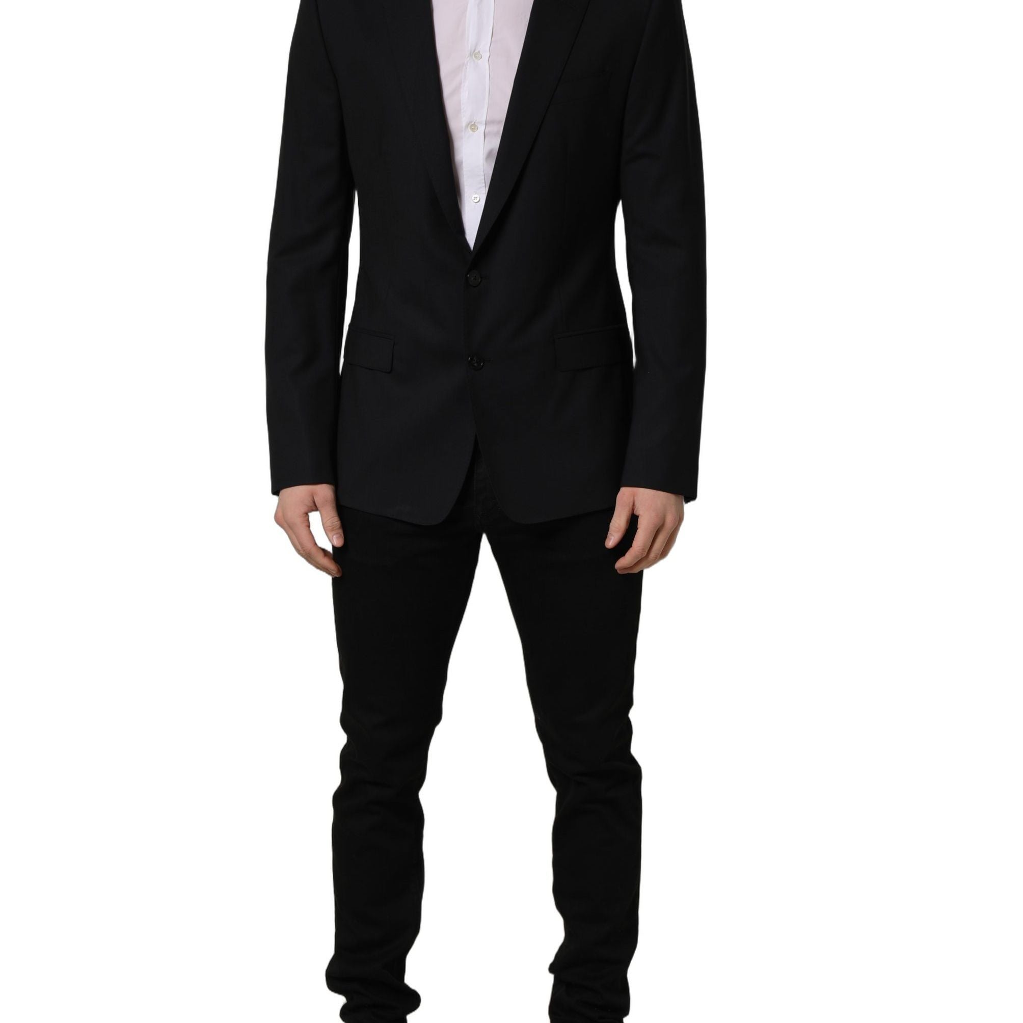 Dolce & Gabbana Black Wool Single Breasted Blazer Jacket