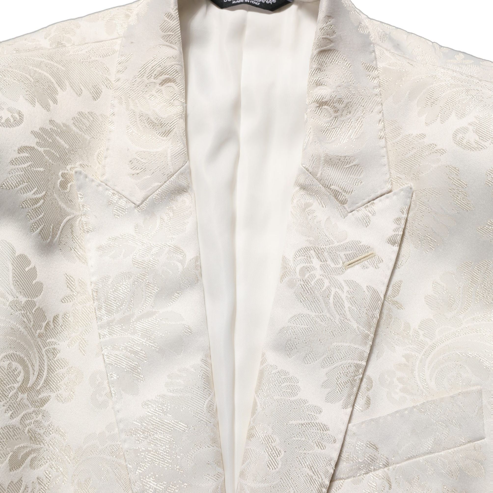 Dolce & Gabbana Off White Floral Single Breasted Men Jacket