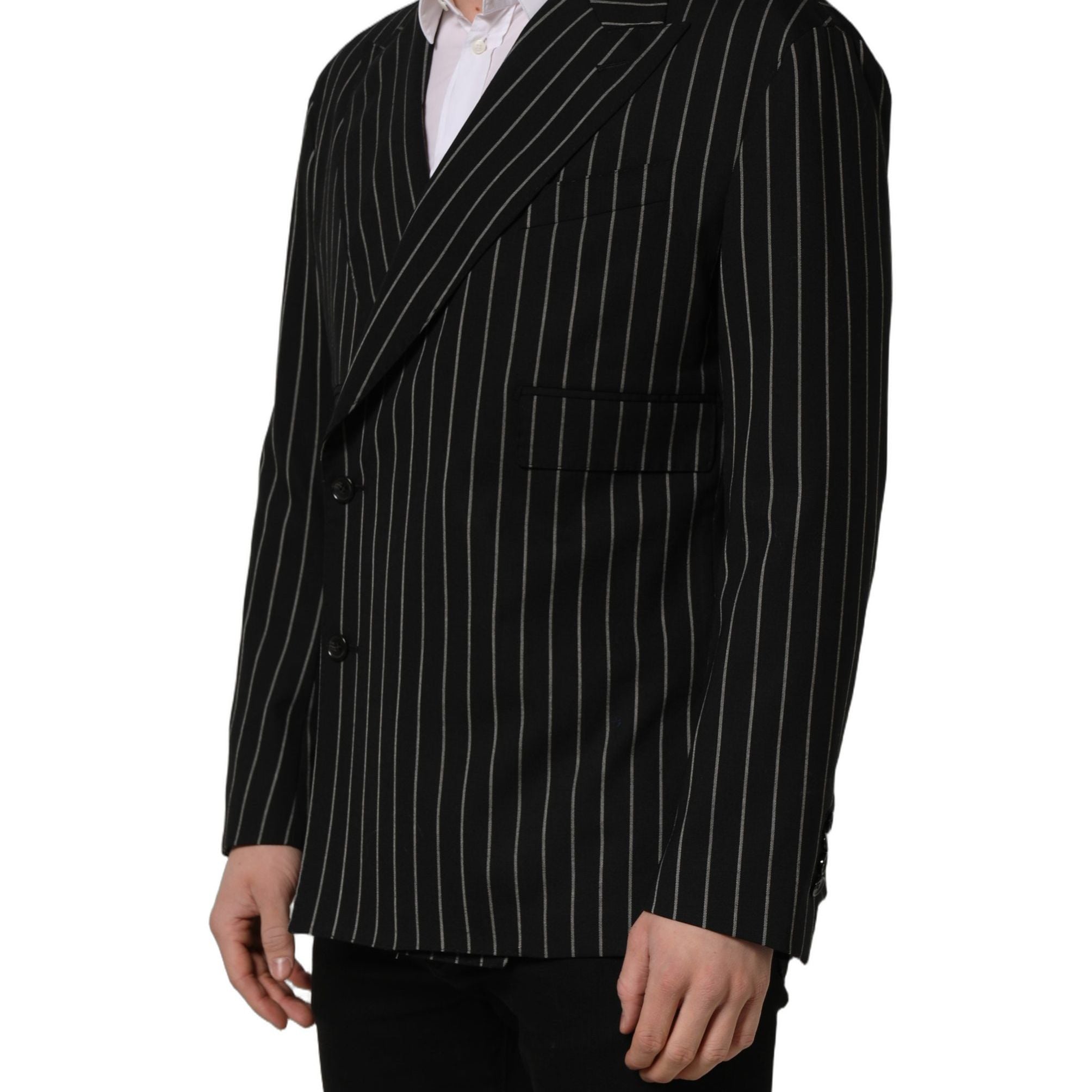 Dolce & Gabbana Black Stripes Wool Double Breasted Jacket