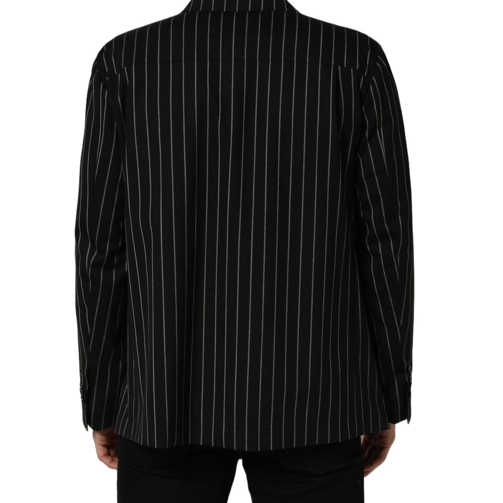 Dolce & Gabbana Black Stripes Wool Double Breasted Jacket