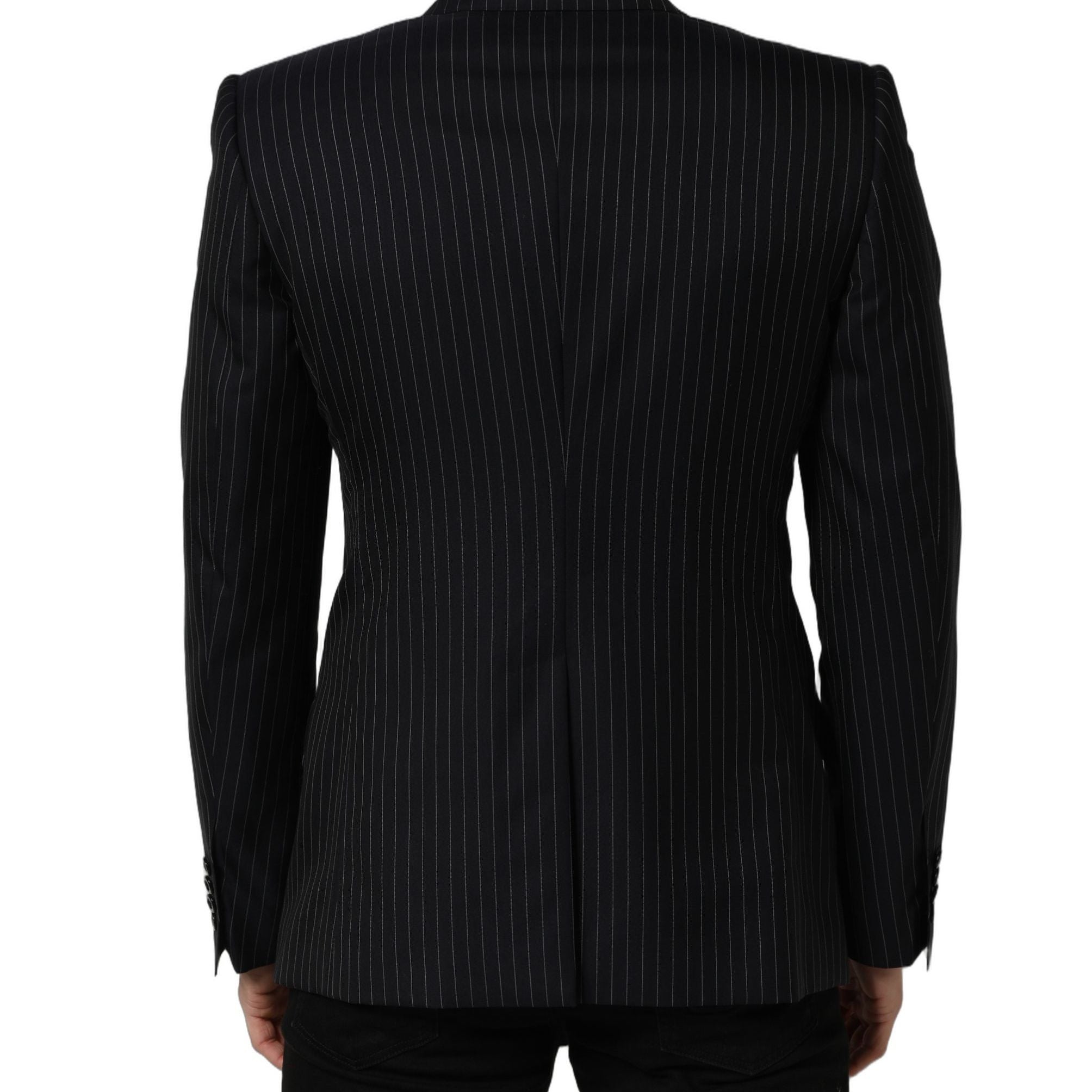 Dolce & Gabbana Black Stripes Wool Double Breasted Jacket