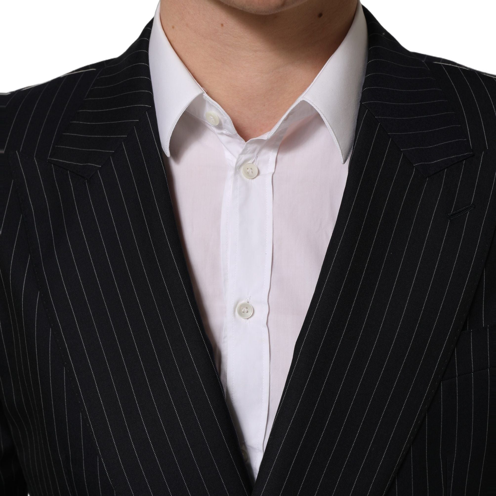 Dolce & Gabbana Dark Gray Stripes Wool Double Breasted Jacket