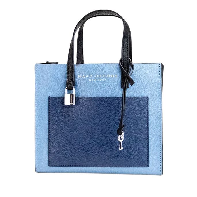 Marc Jacobs Grind Mini Blue Heaven Colorblock Leather Tote Crossbody Bag Purse