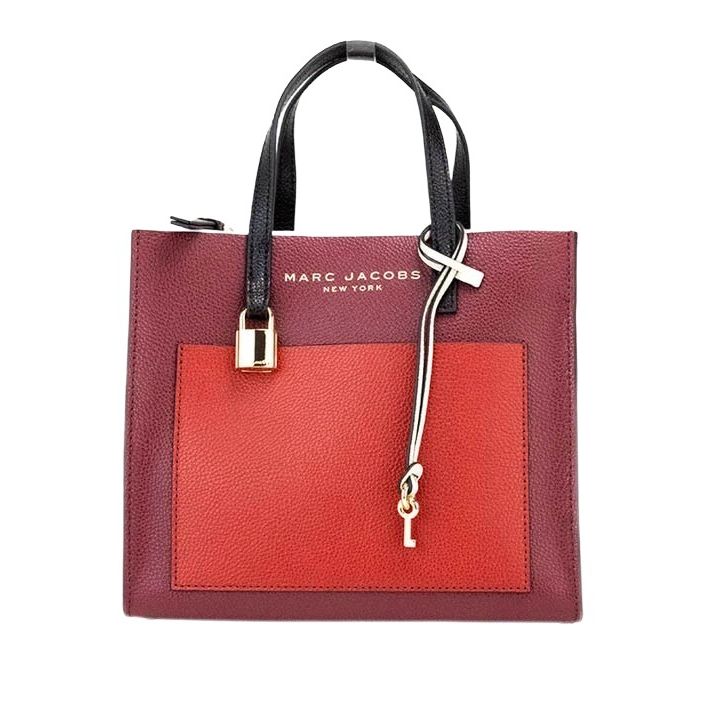 Marc Jacobs Grind Mini Pomegranate Colorblock Leather Tote Crossbody Handbag