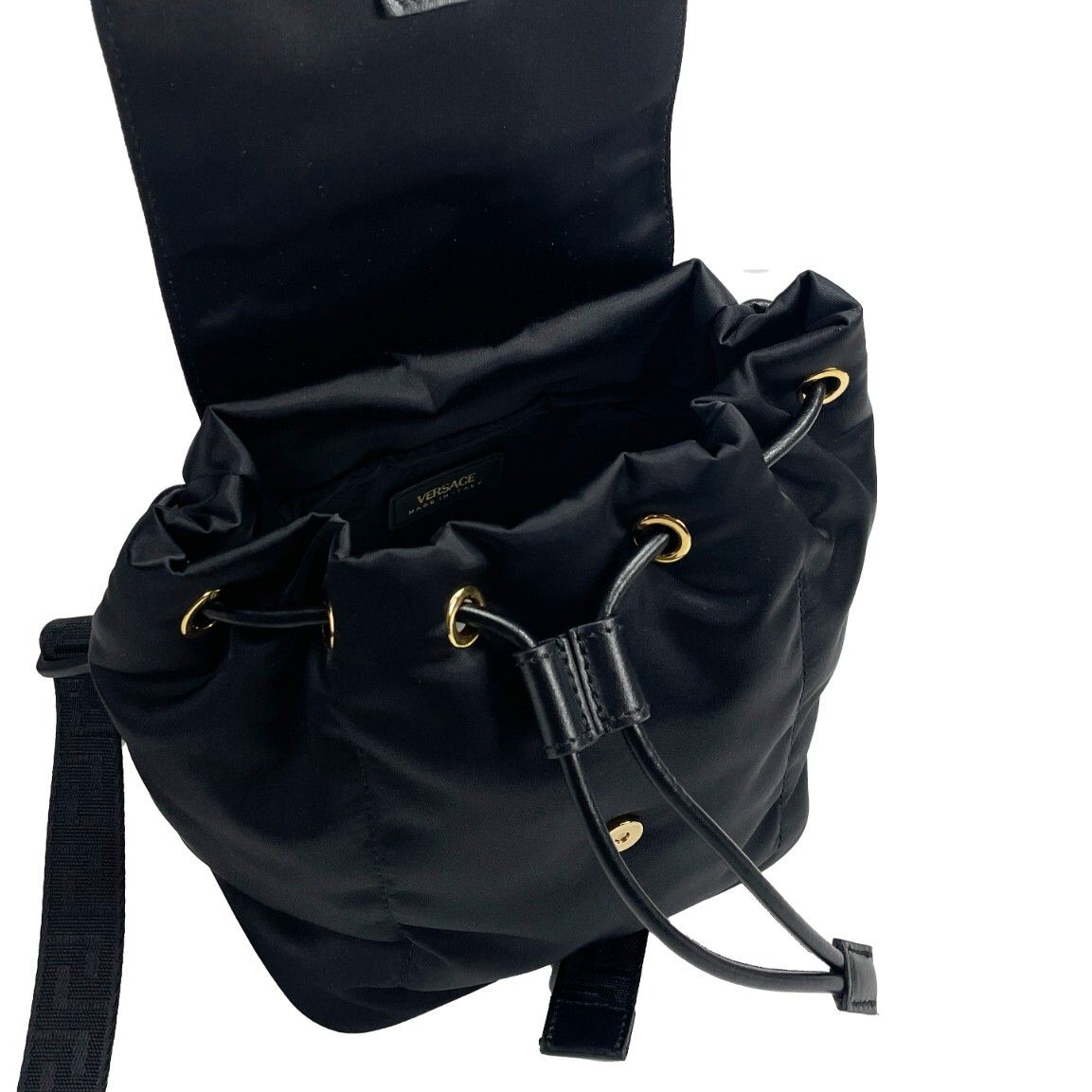 Versace Mini Nylon Medusa Drawstring Backpack Bag
