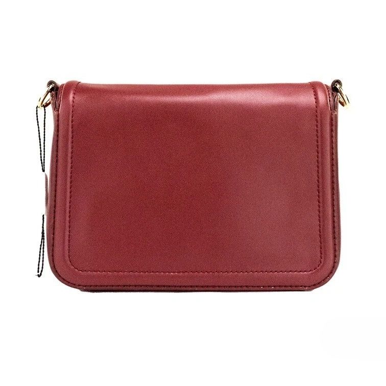 Marc Jacobs Medium Metal Signet Syrah Smooth Leather Flap Crossbody Purse Bag