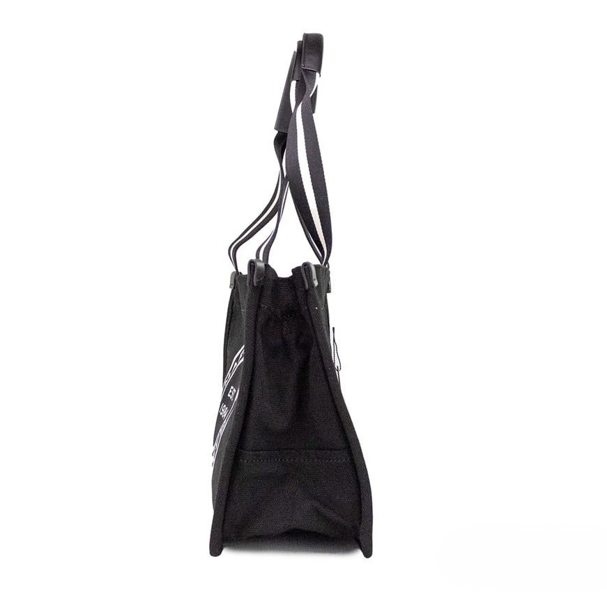 Marc Jacobs Medium Black Canvas Fabric Shoulder Convertible Tote Purse Bag