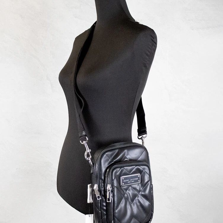 Marc Jacobs Pillow Small Black Quilted Smooth Leather Crossbody Handbag Purse