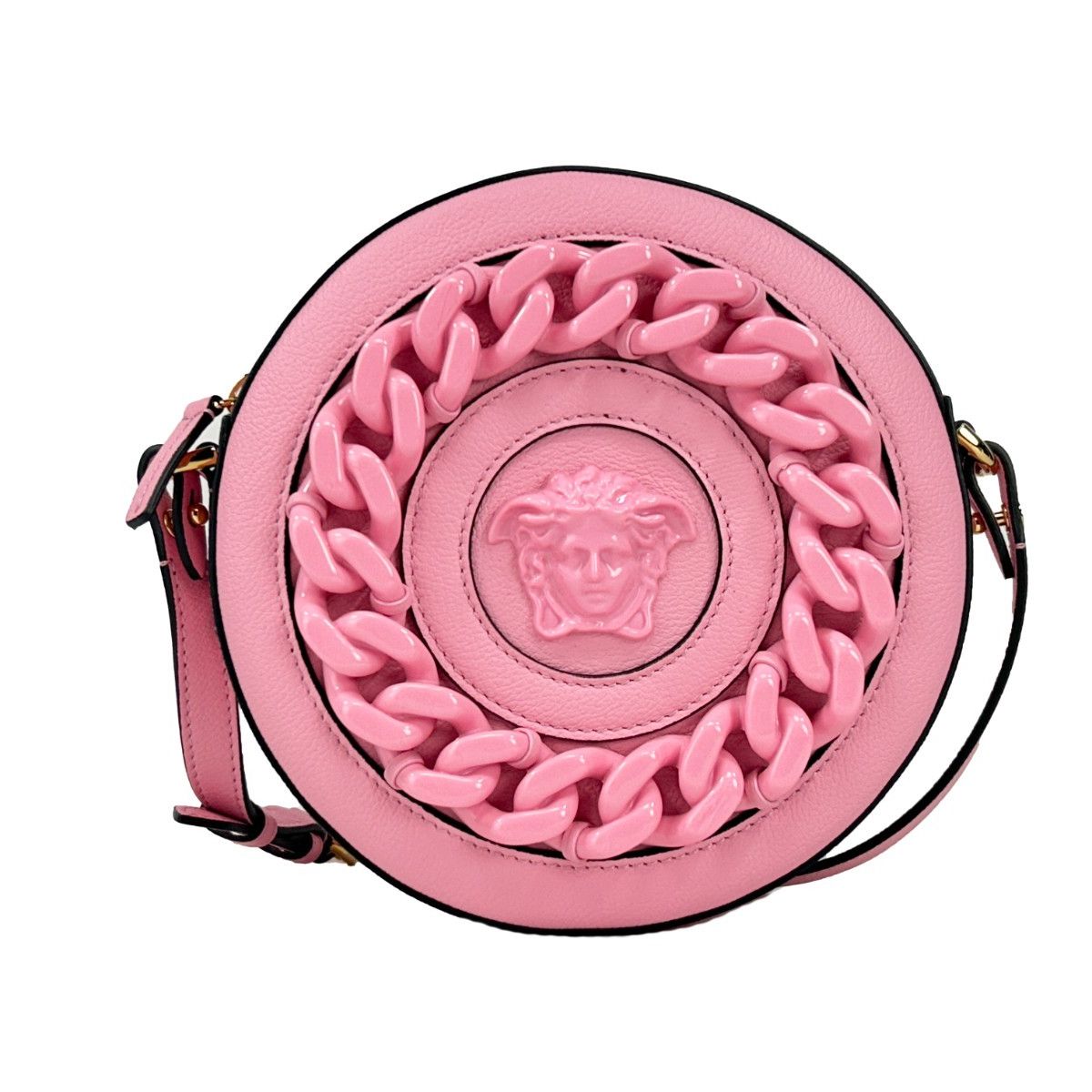 Versace Round Disco Leather Camera Case Crossbody Bag
