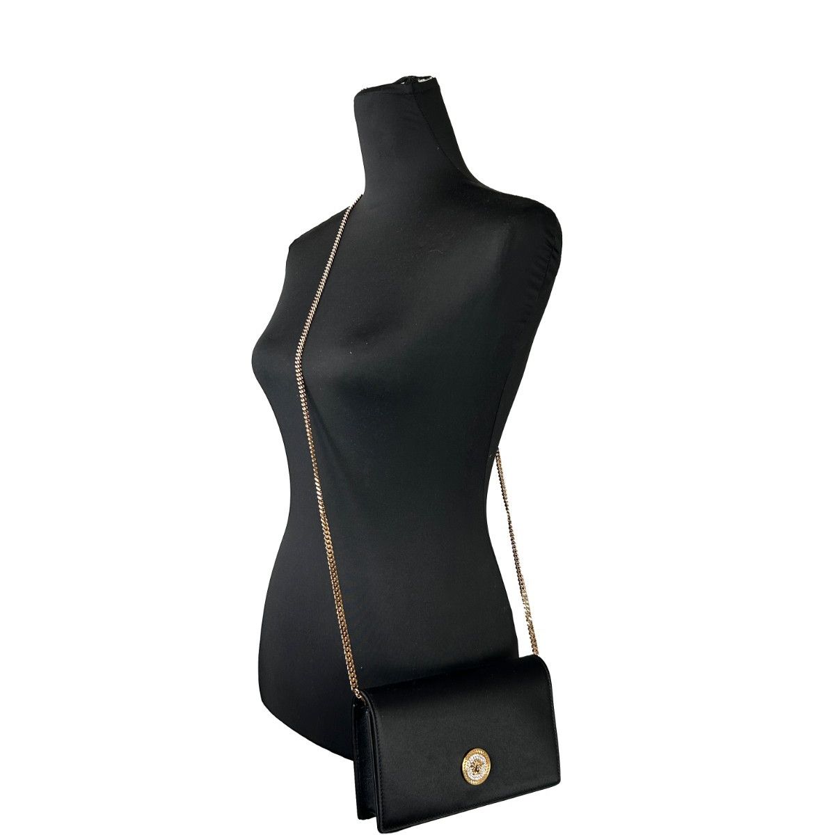 Versace Mini Chain Black Crossbody Wallet Bag