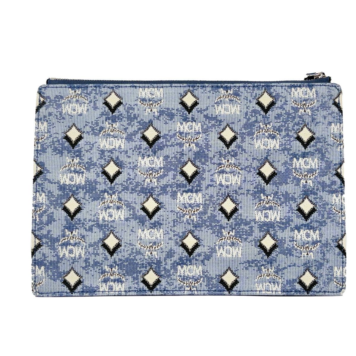 MCM Aren Flat Pouch Denim Crossbody Bag