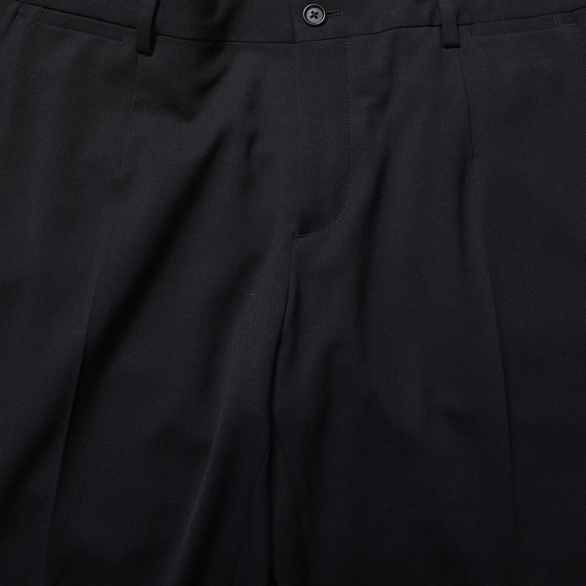 Dolce & Gabbana Black Wool Tapered Leg Dress Trouser Pants