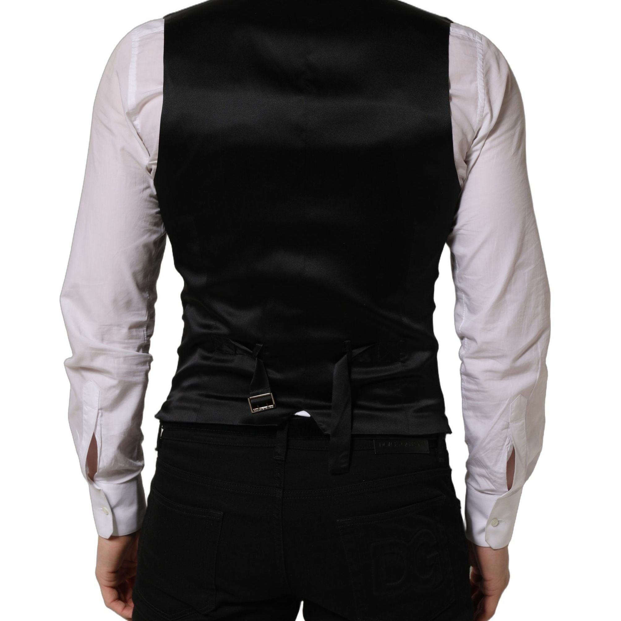 Dolce & Gabbana Black Wool Single Breasted Waistcoat Vest