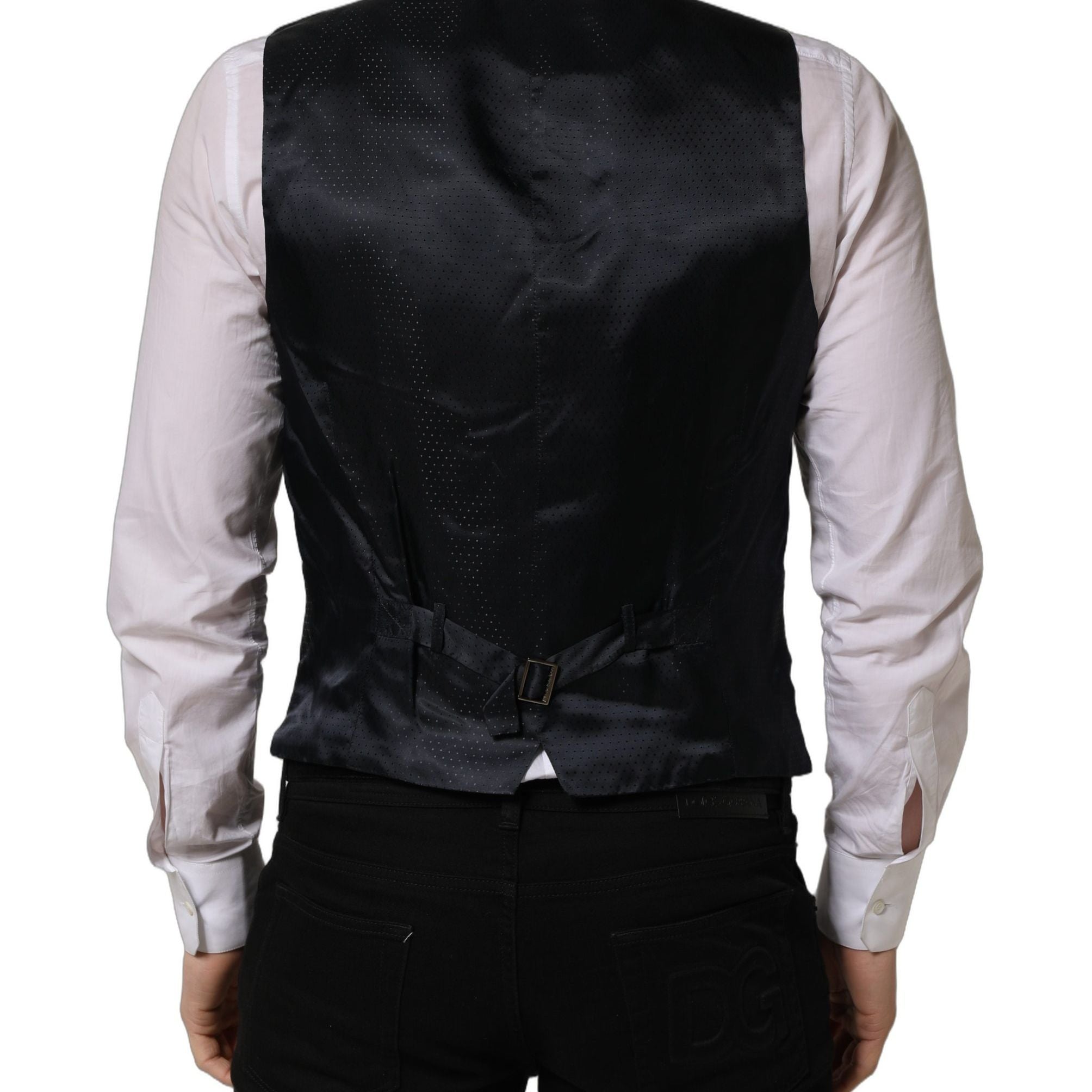 Dolce & Gabbana Black Wool Single Breasted Waistcoat Vest
