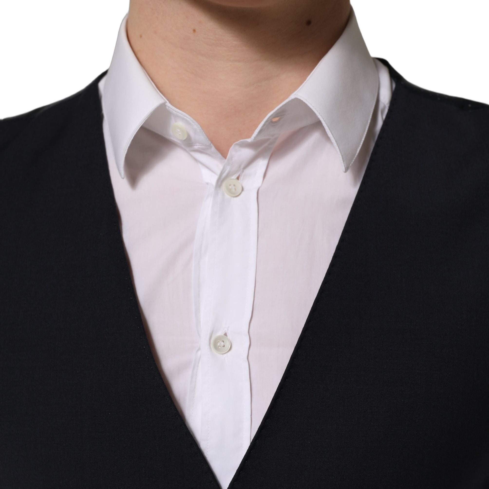 Dolce & Gabbana Black Wool Single Breasted Waistcoat Vest