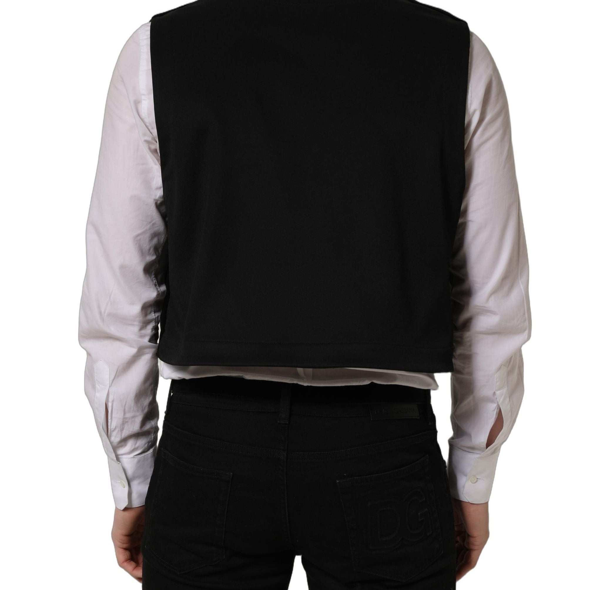 Dolce & Gabbana Black Cotton SingleBreasted Waistcoat Vest