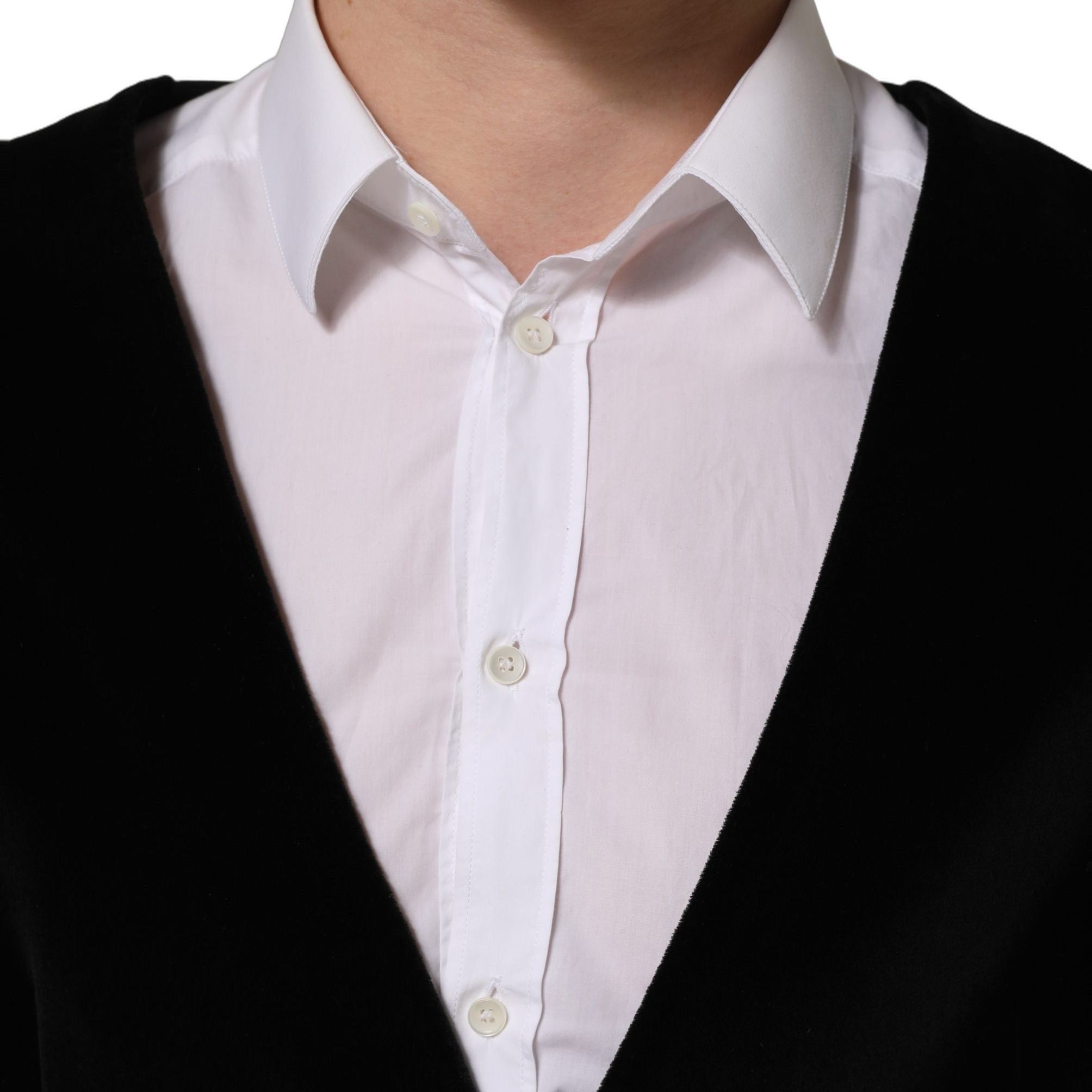 Dolce & Gabbana Black Cotton SingleBreasted Waistcoat Vest