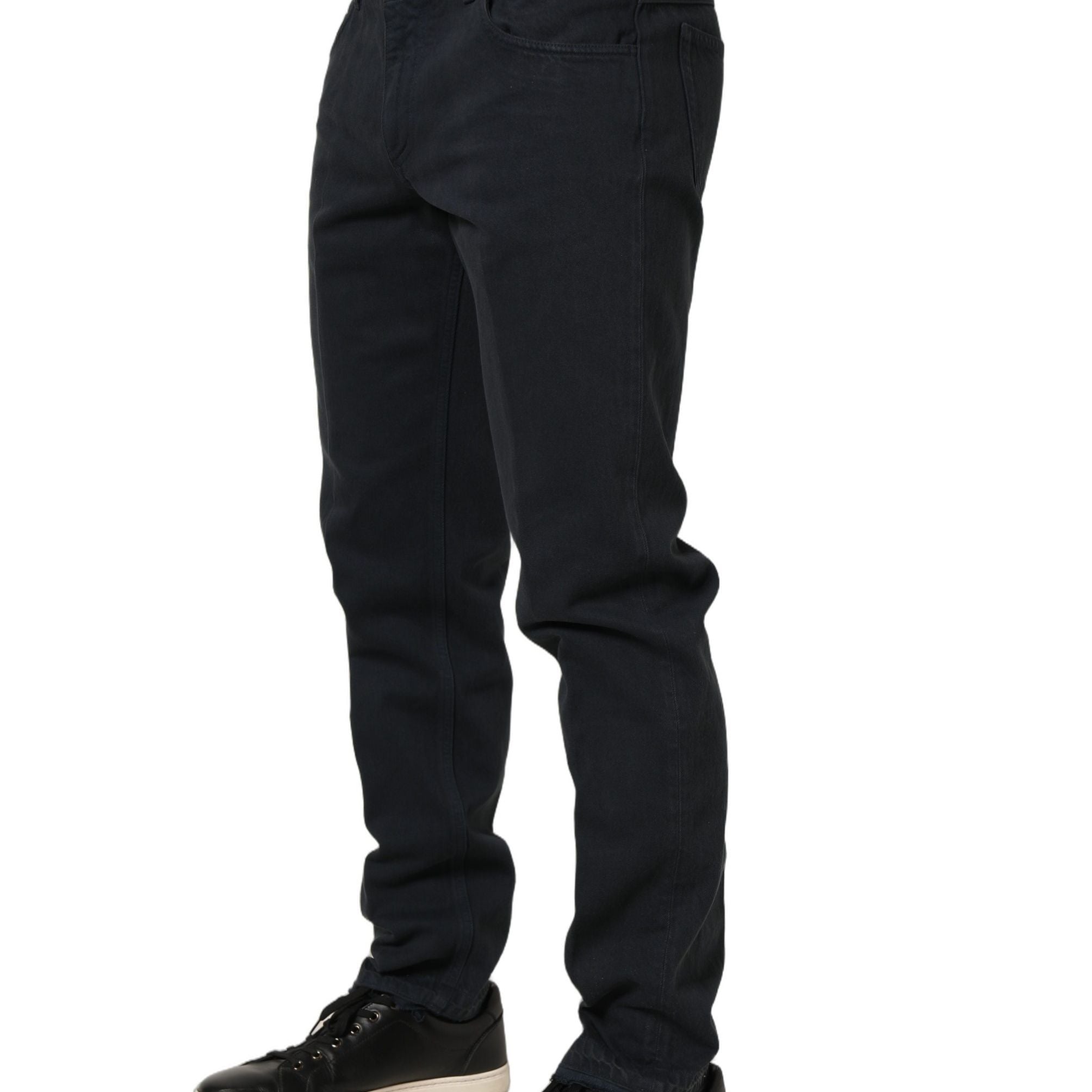 Dolce & Gabbana Black Cotton Mid Waist Skinny Men Denim Jeans