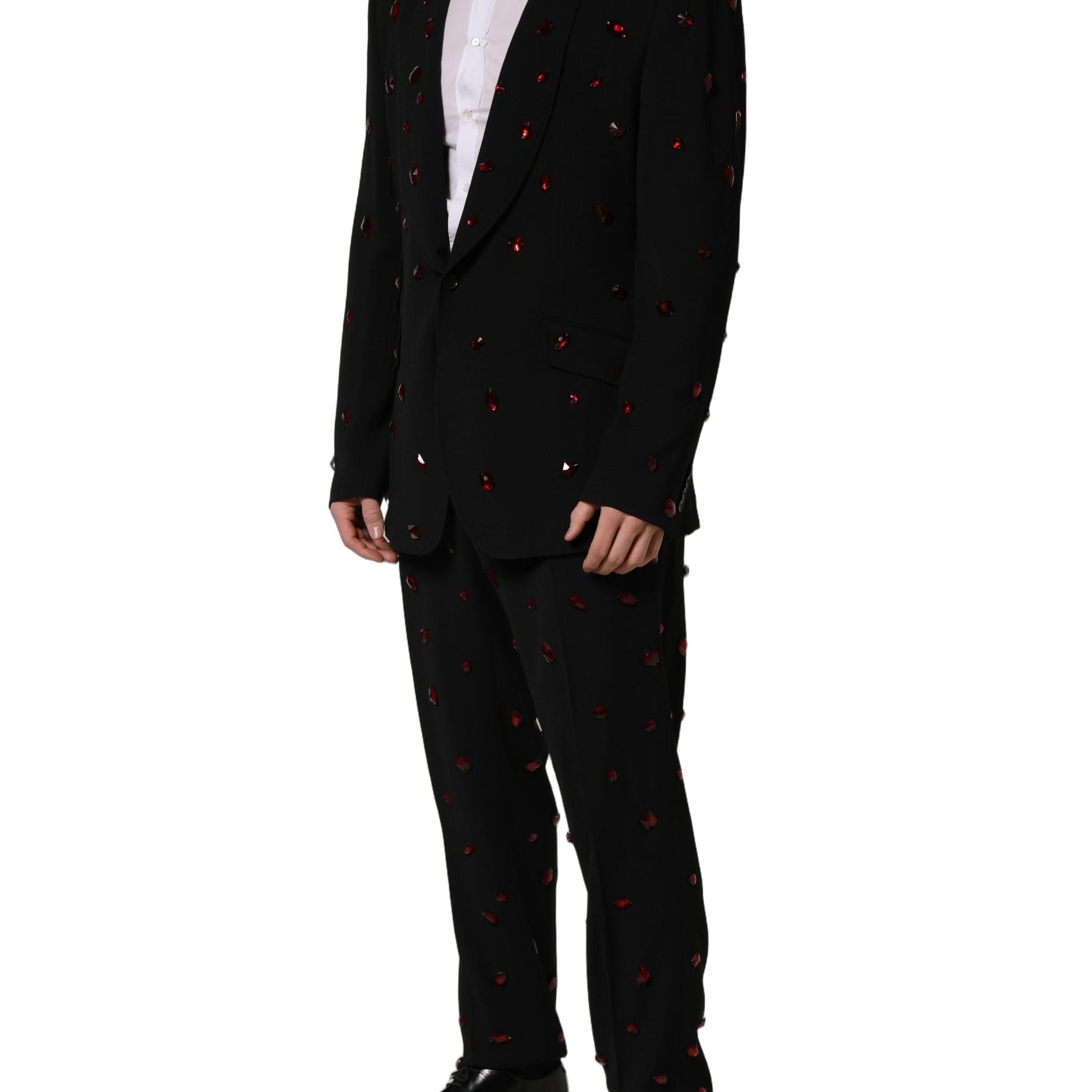 Dolce & Gabbana Black Crystal Embellished 2 Piece Suit