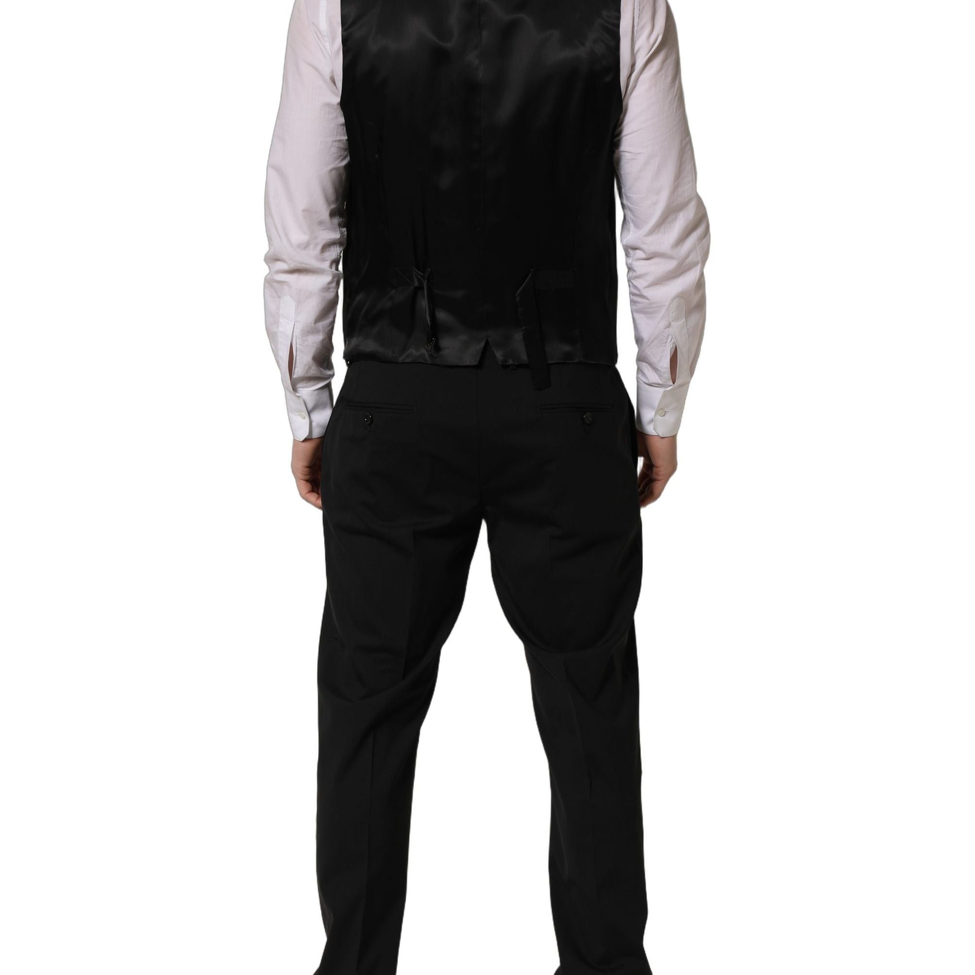 Dolce & Gabbana Black Wool Slim Fit Formal 3 Piece Men Suit