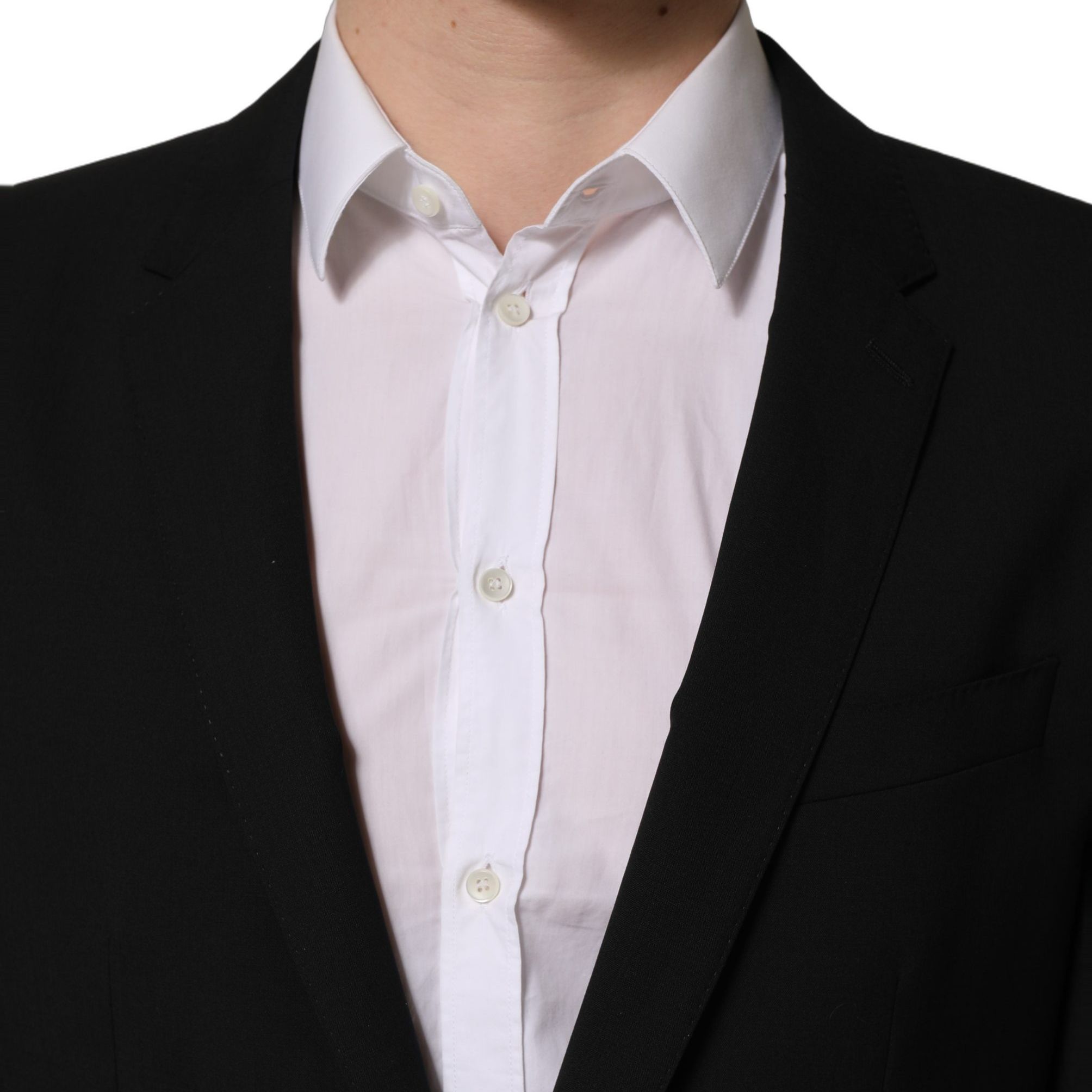 Dolce & Gabbana Black Wool Slim Fit Formal 2 Piece Men Suit
