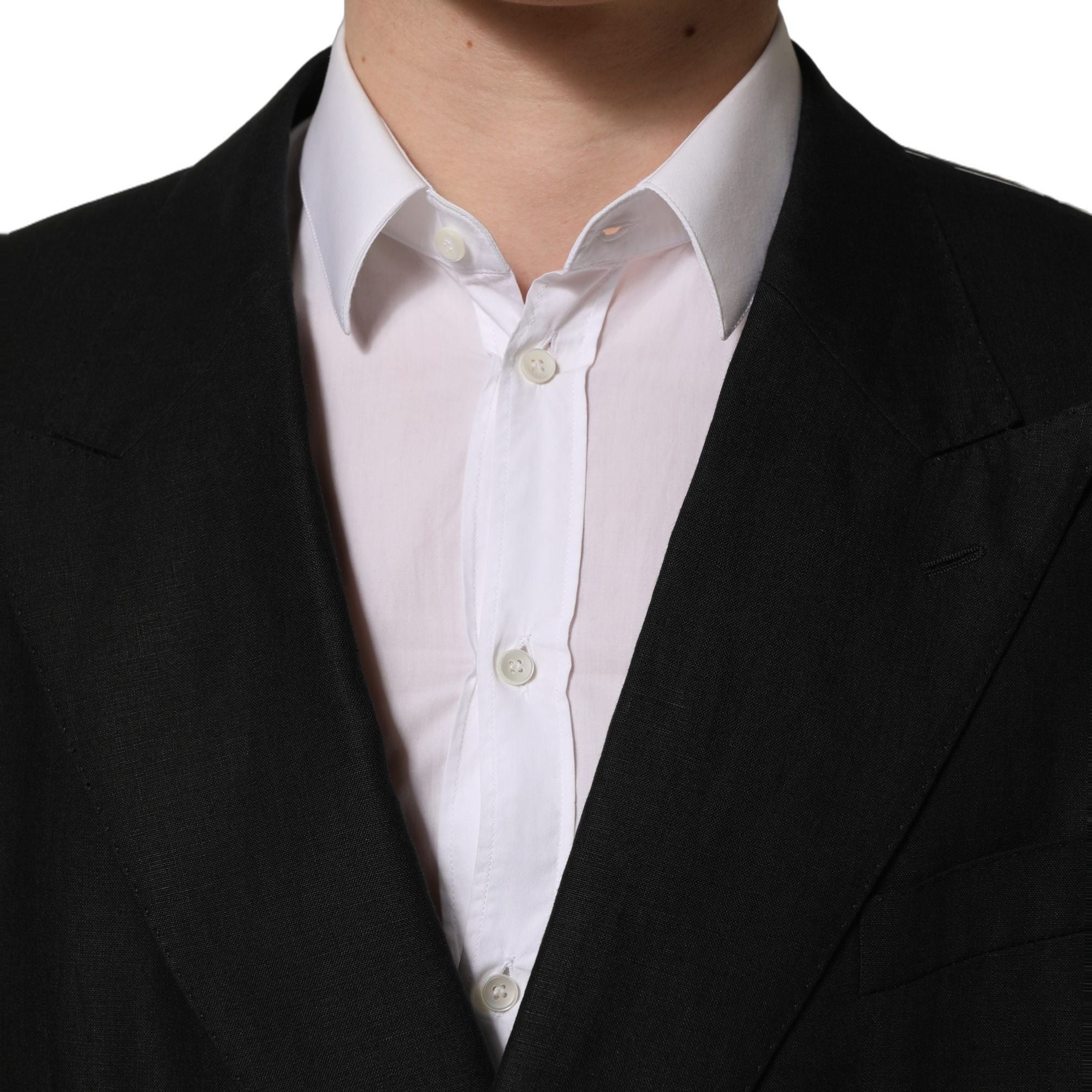 Dolce & Gabbana Black Linen Slim Fit Formal 2 Piece Suit
