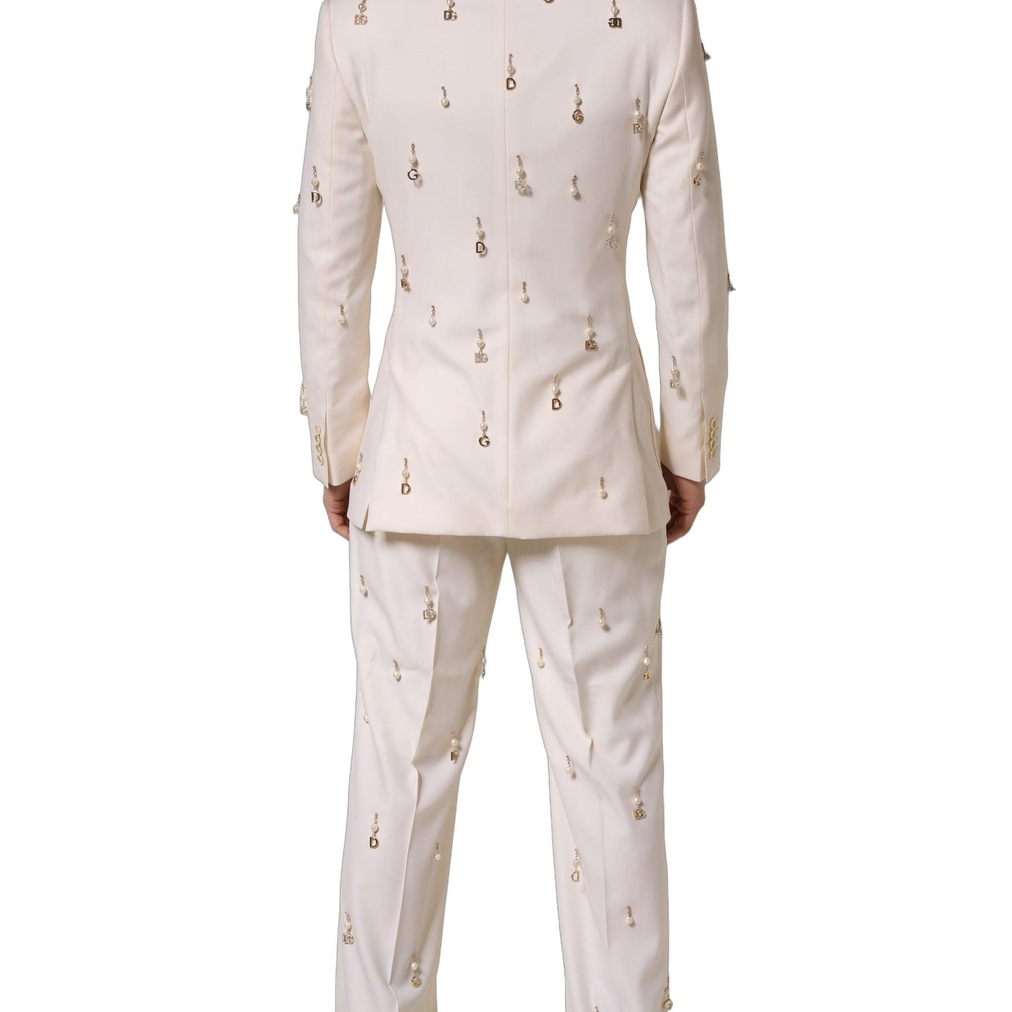 Dolce & Gabbana White Wool Slim Fit Formal 2 Piece Men Suit