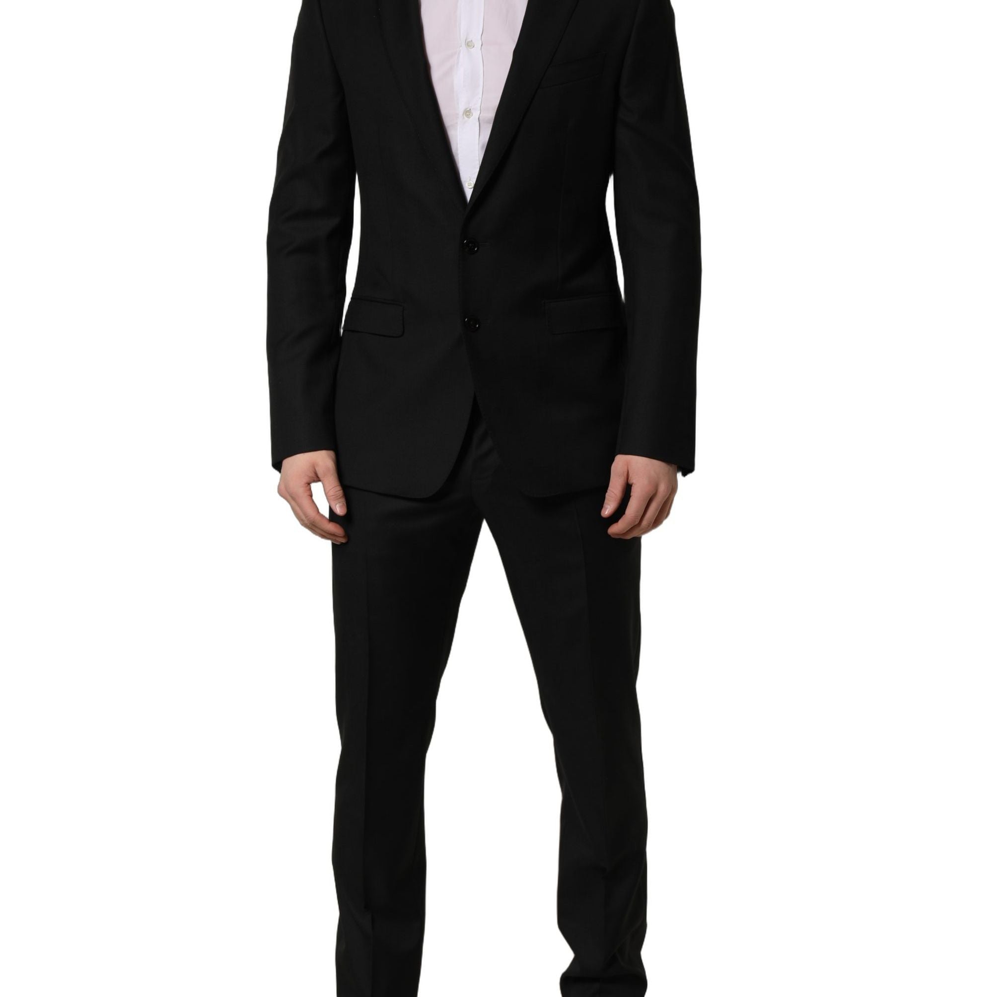 Dolce & Gabbana Black Wool Slim Fit Formal 2 Piece Men Suit