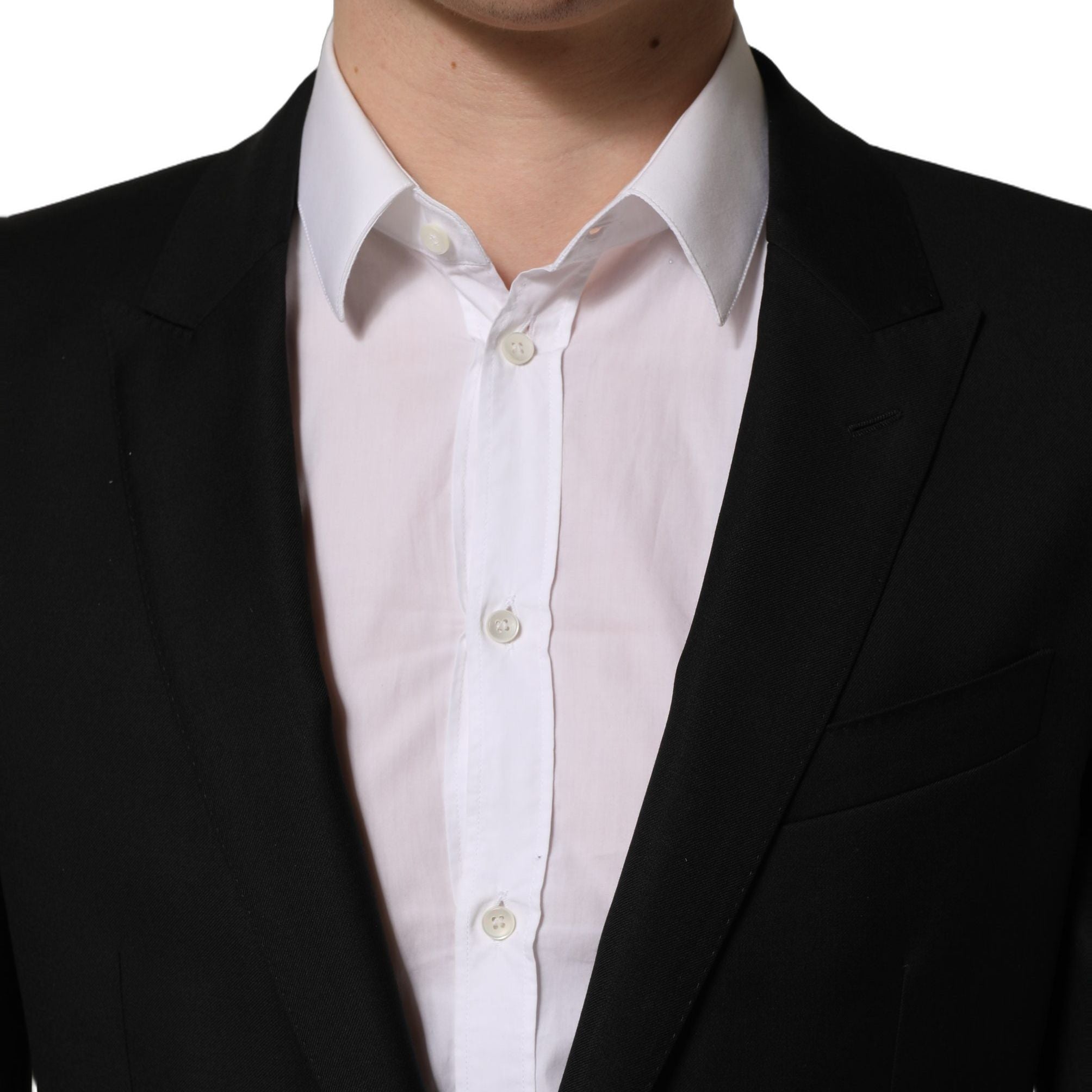 Dolce & Gabbana Black Wool Slim Fit Formal 2 Piece Men Suit