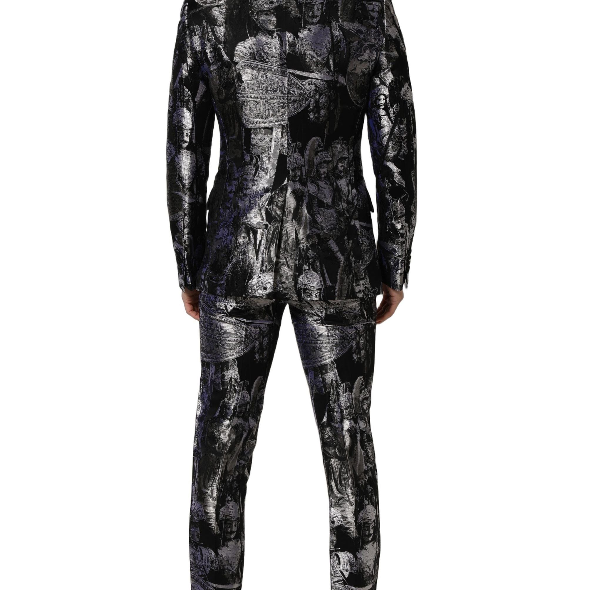 Dolce & Gabbana Black Jacquard Slim Fit Formal 3 Piece Suit