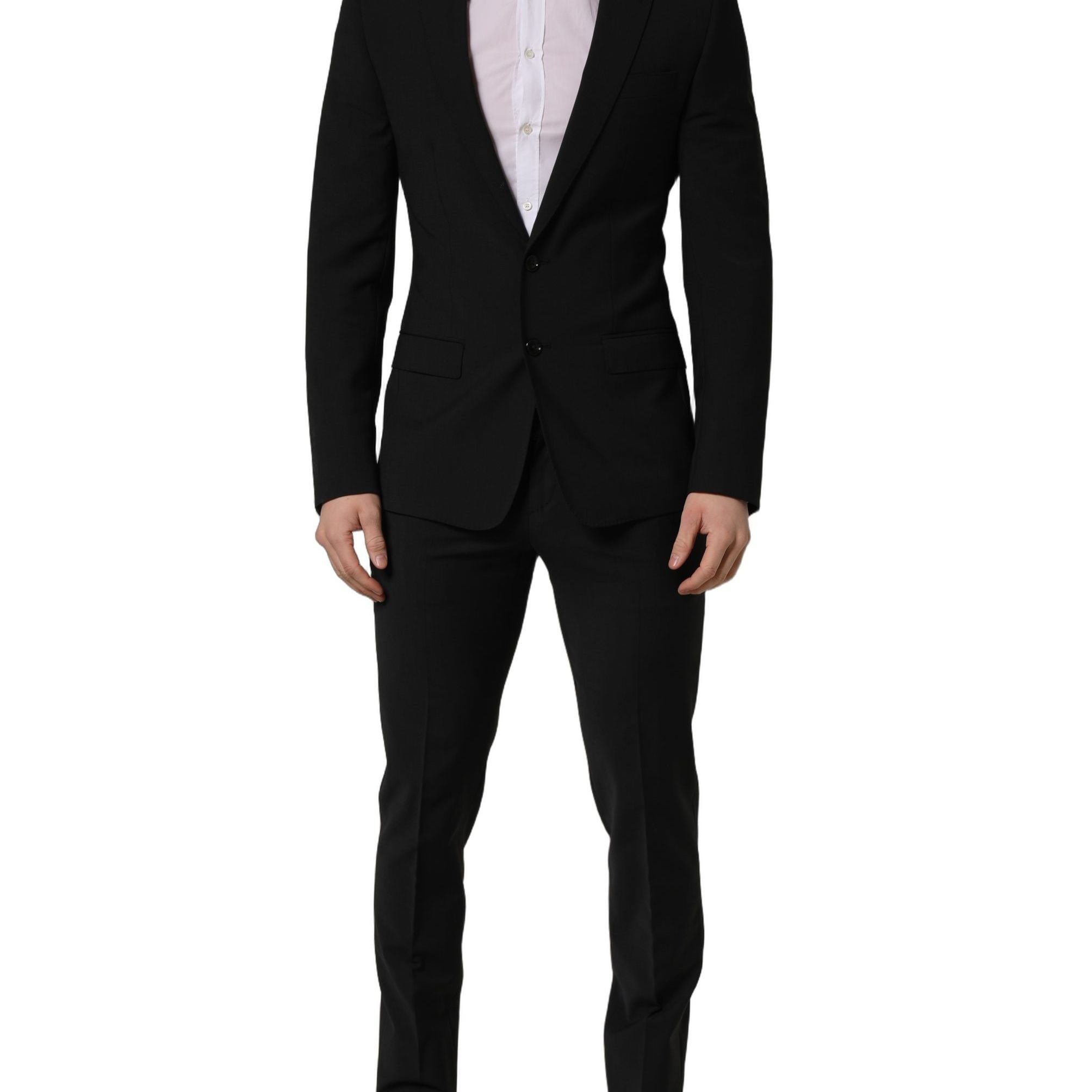 Dolce & Gabbana Black Wool Slim Fit Formal 2 Piece Men Suit