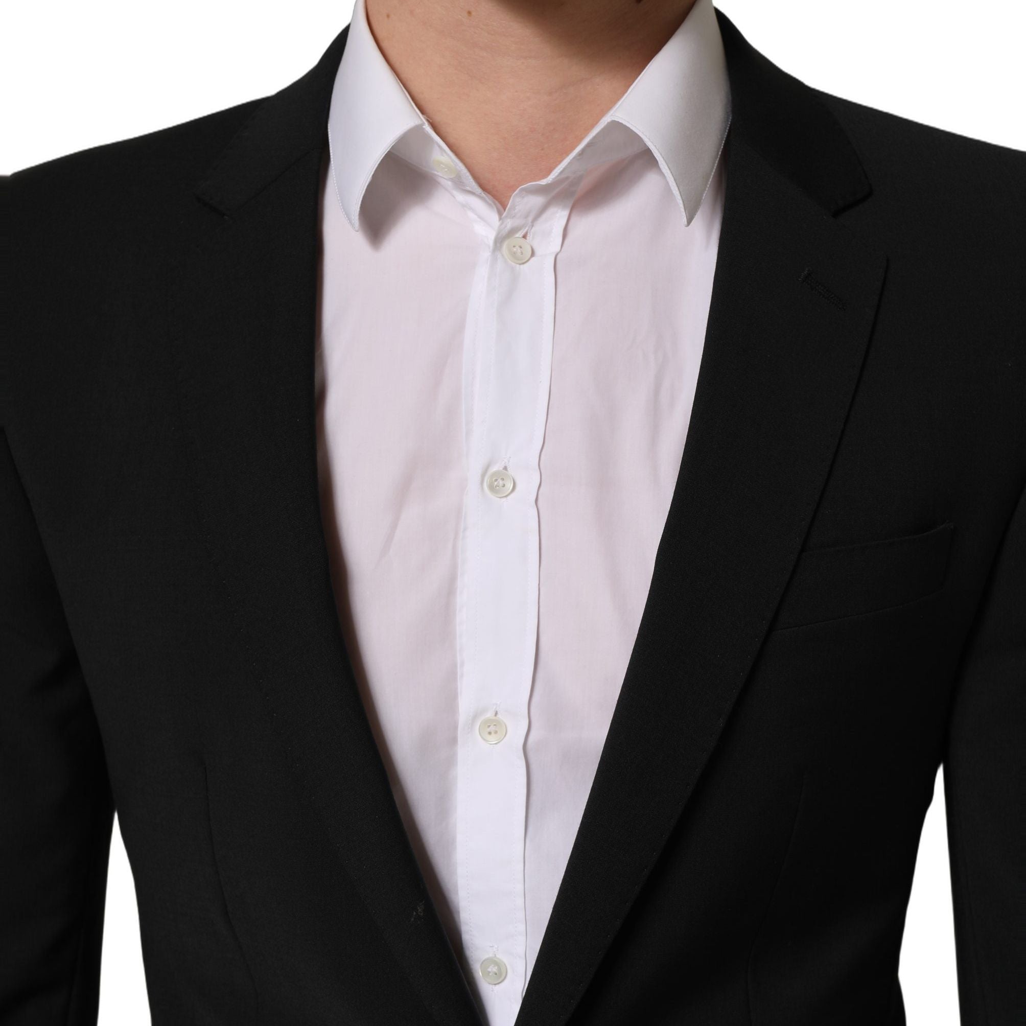 Dolce & Gabbana Black Wool Slim Fit Formal 2 Piece Men Suit