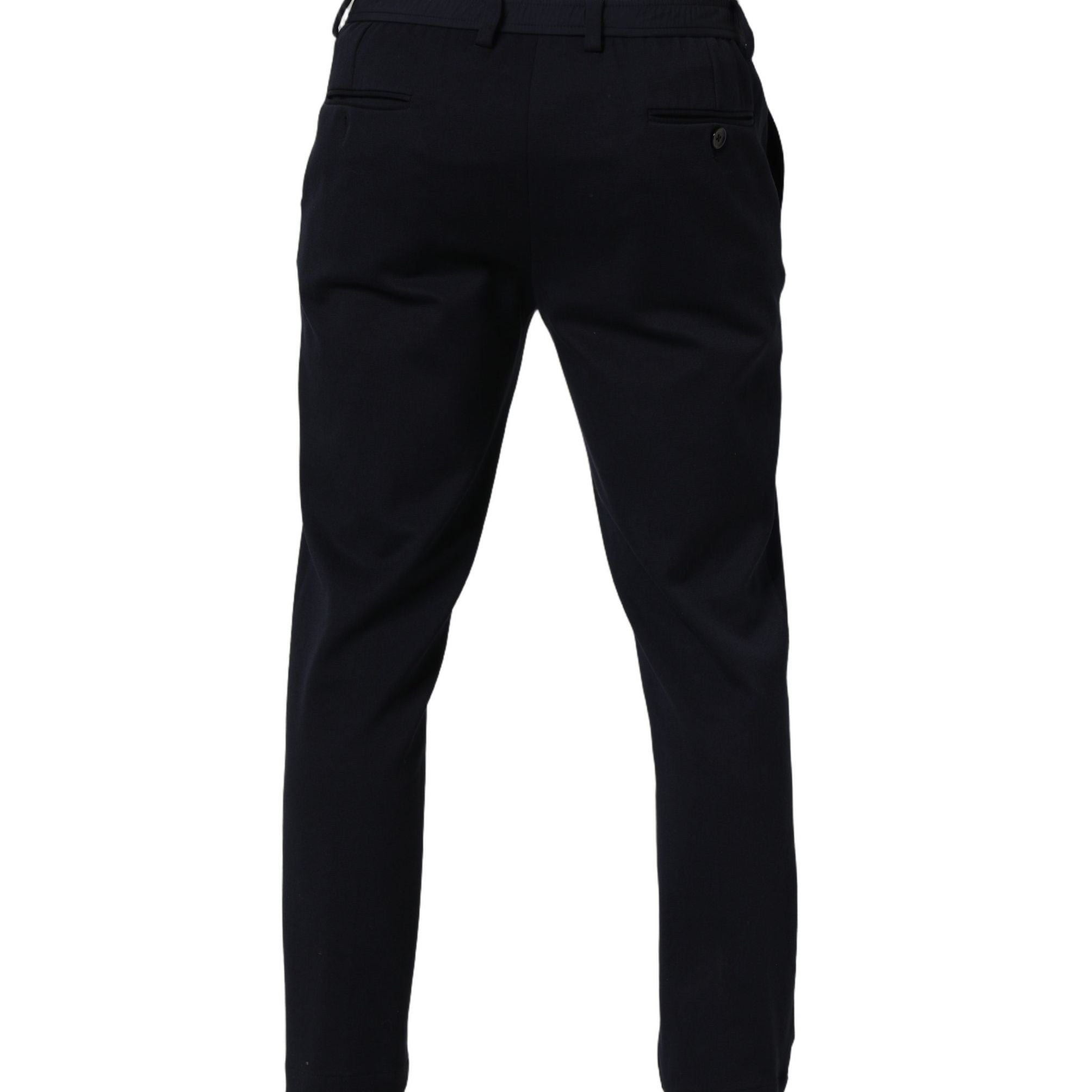 Dolce & Gabbana Black Cotton Tapered Leg Dress Trouser Pants