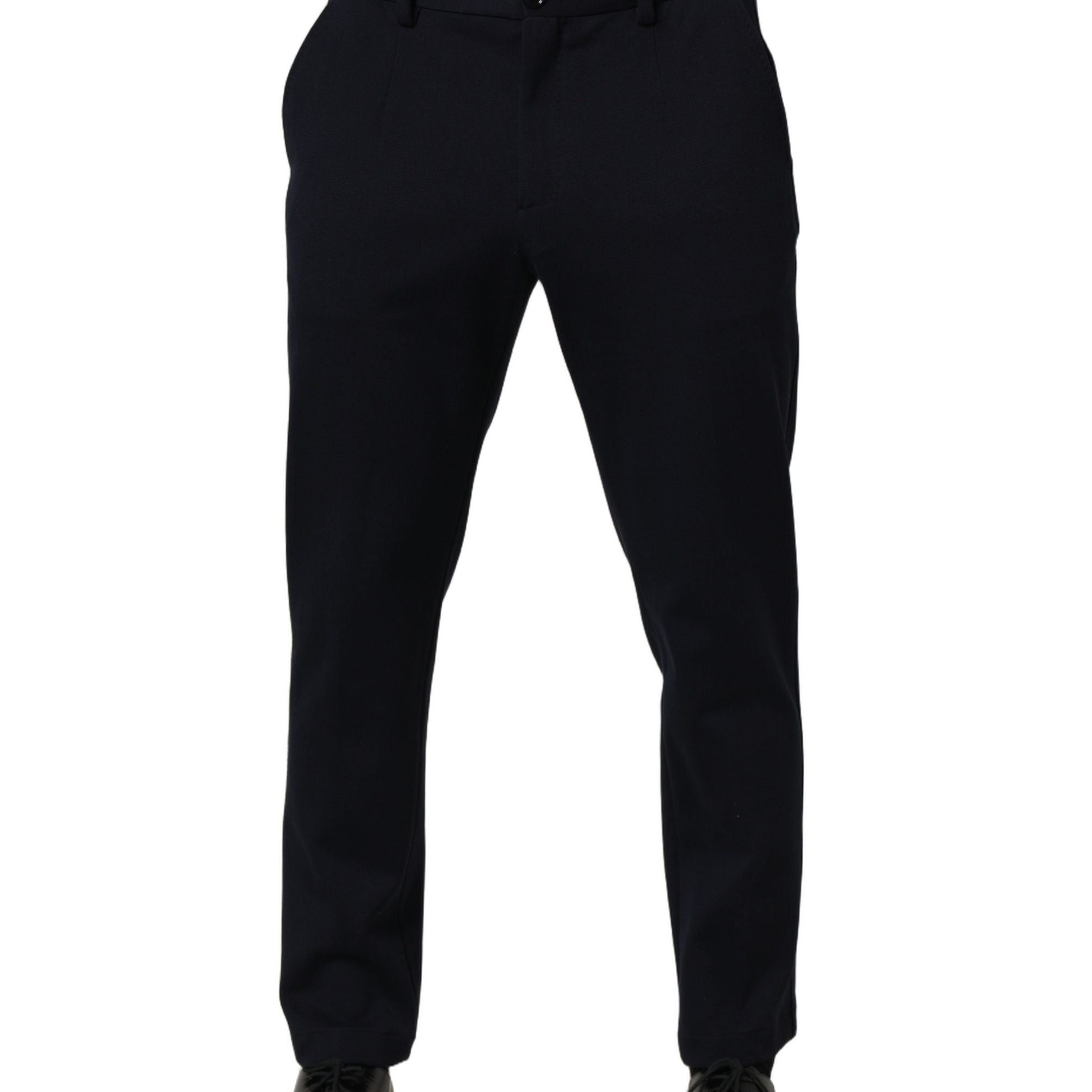 Dolce & Gabbana Black Cotton Tapered Leg Dress Trouser Pants