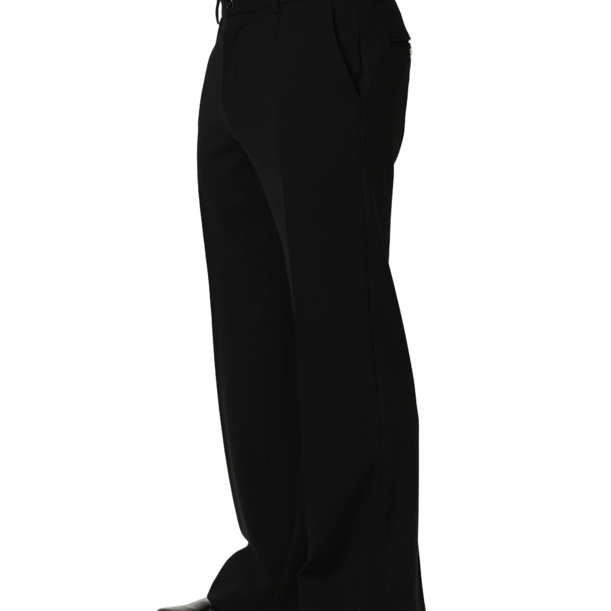 Dolce & Gabbana Black Wool Straight Men Dress Trouser Pants
