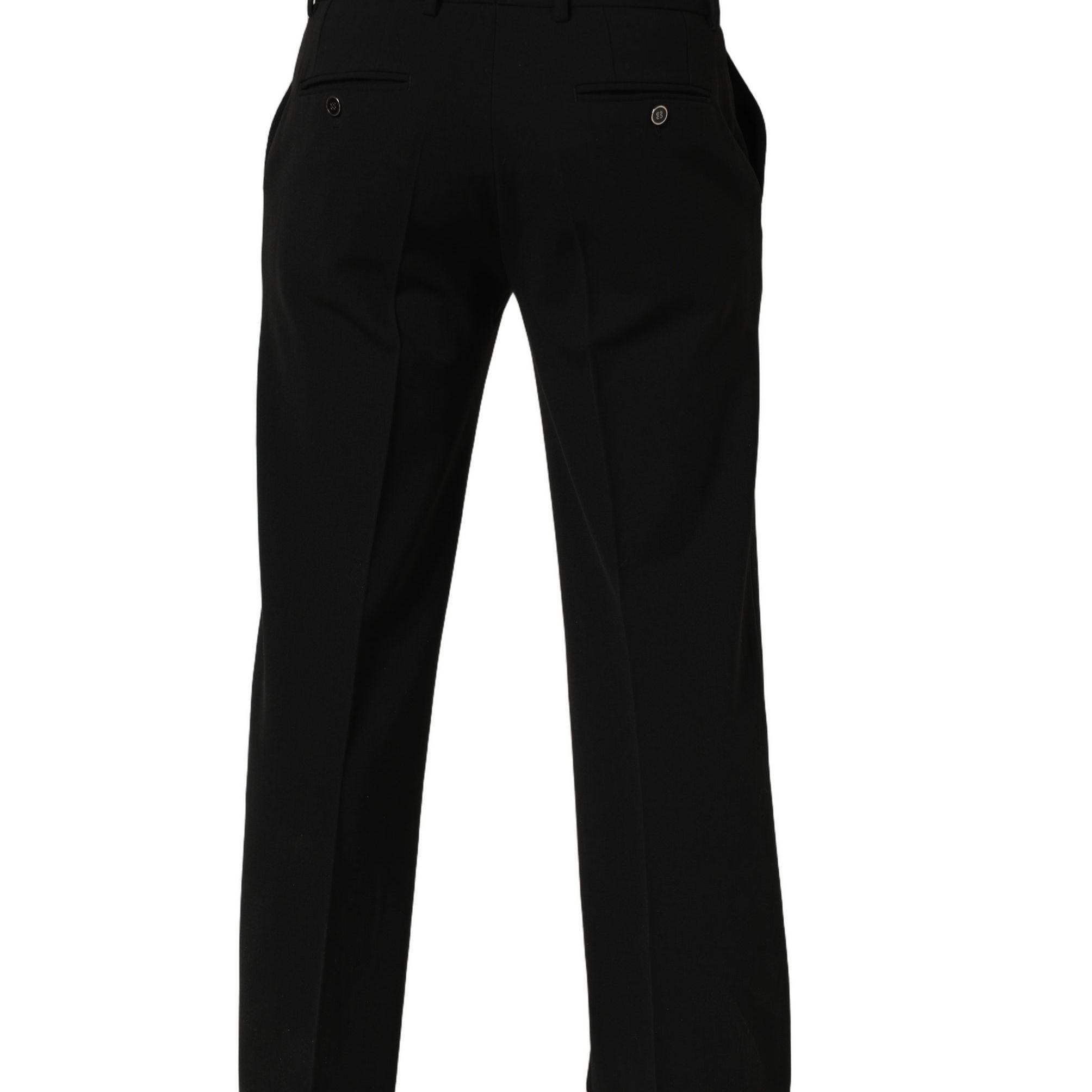 Dolce & Gabbana Black Wool Straight Men Dress Trouser Pants