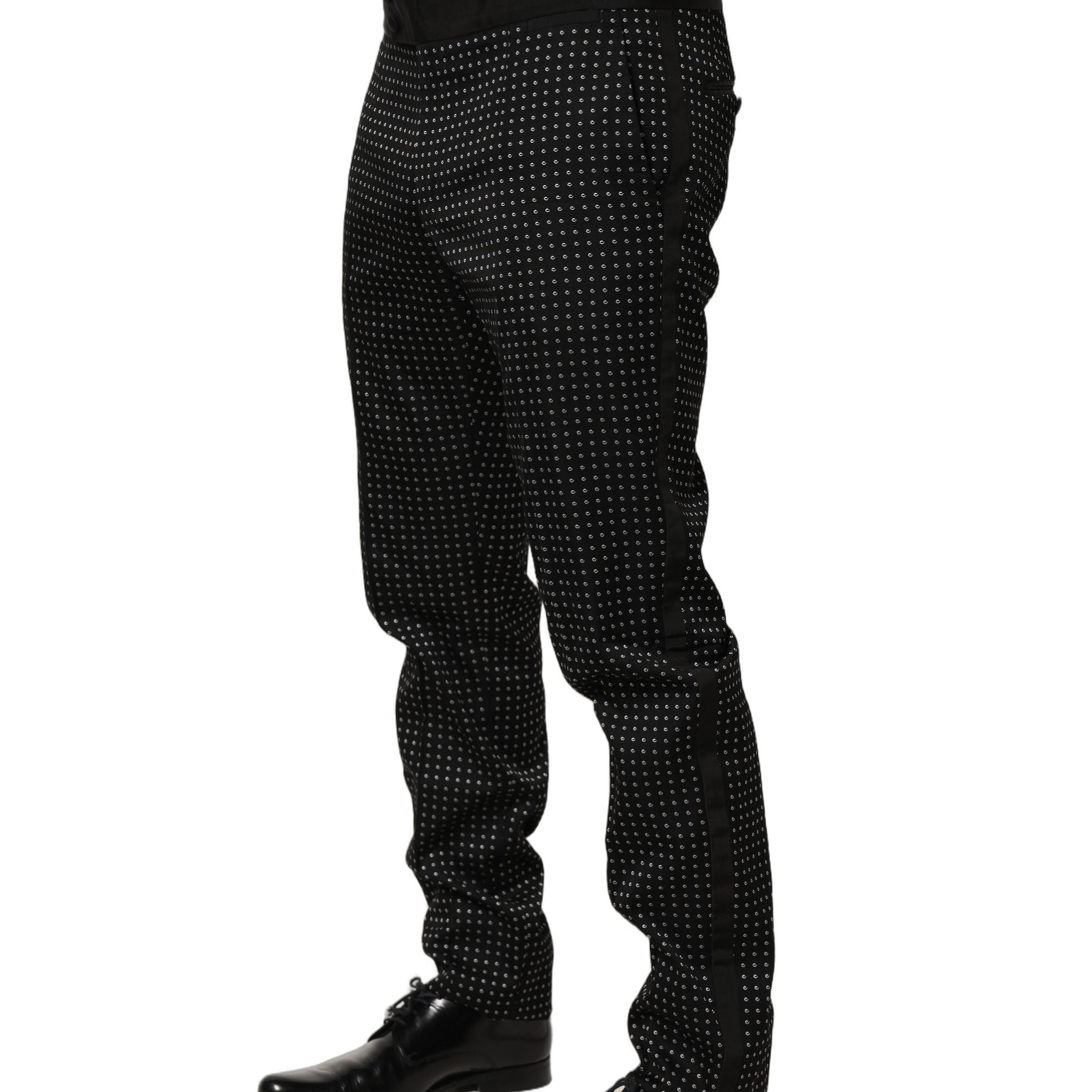 Dolce & Gabbana Black Polka Dot Cotton Dress Trouser Pants