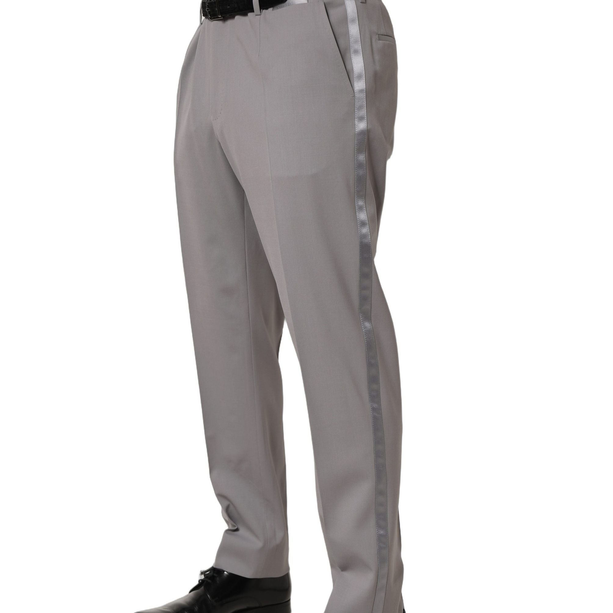 Dolce & Gabbana Gray Wool Tapered Men Dress Trouser Pants