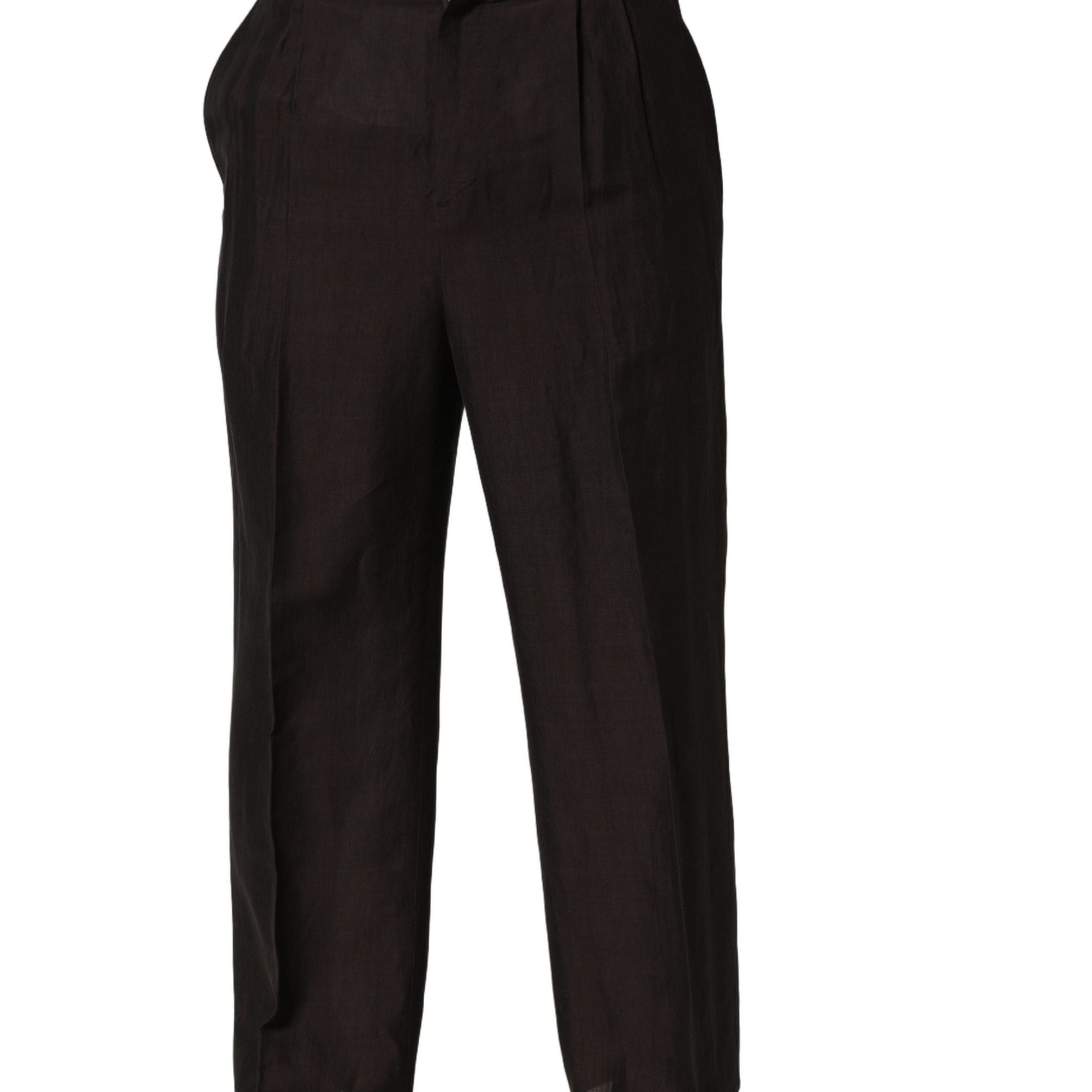 Dolce & Gabbana Brown Linen Straight Men Dress Trouser Pants