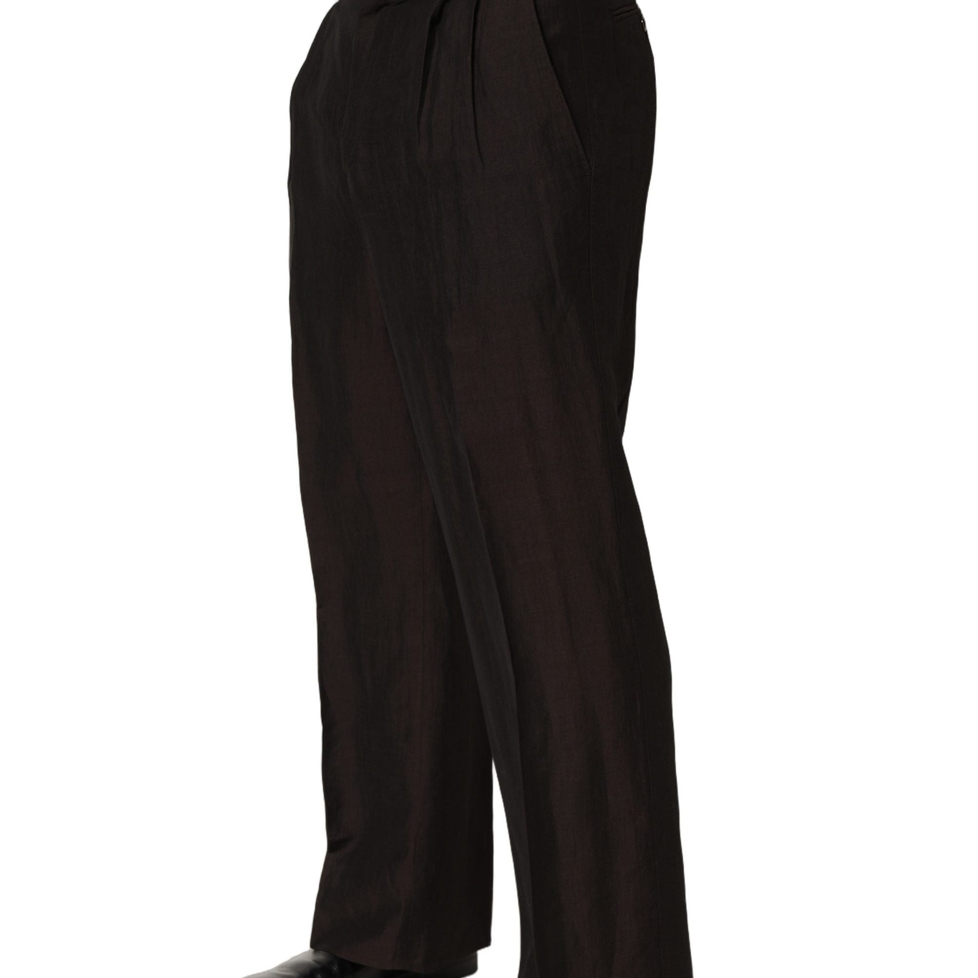 Dolce & Gabbana Brown Linen Straight Men Dress Trouser Pants