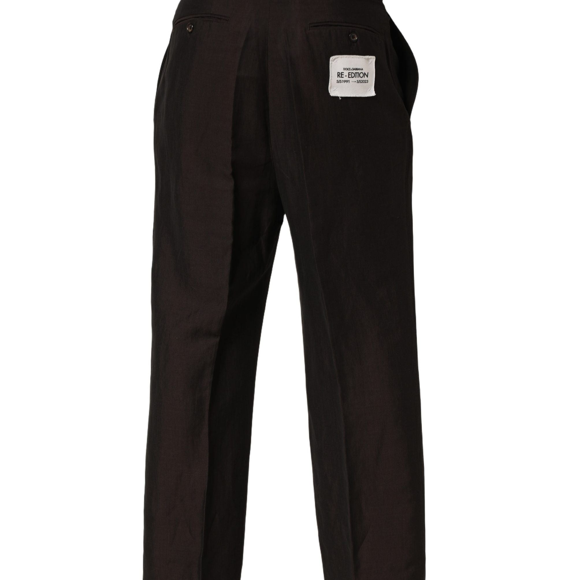 Dolce & Gabbana Brown Linen Straight Men Dress Trouser Pants