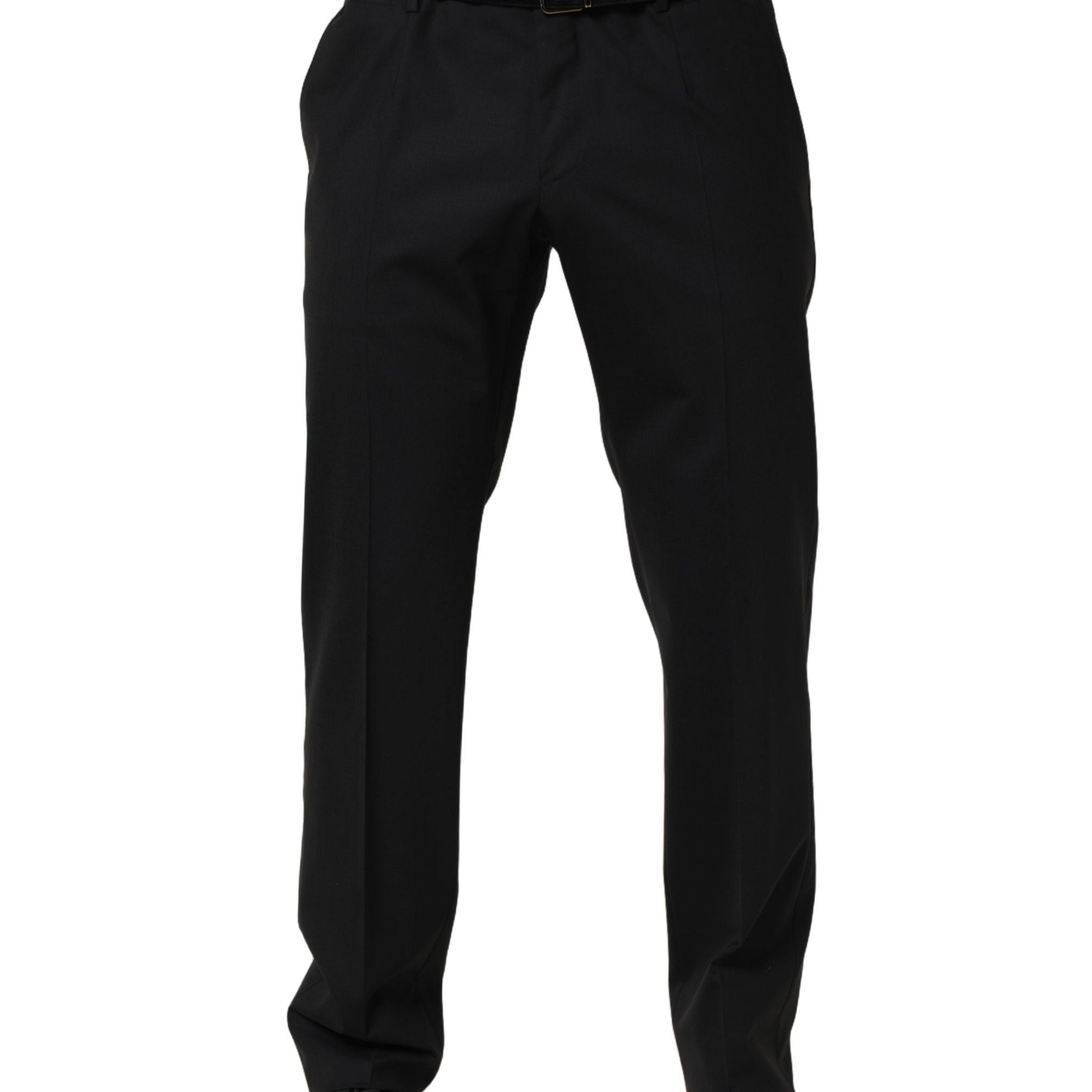 Dolce & Gabbana Black Wool Tapered Leg Dress Trouser Pants