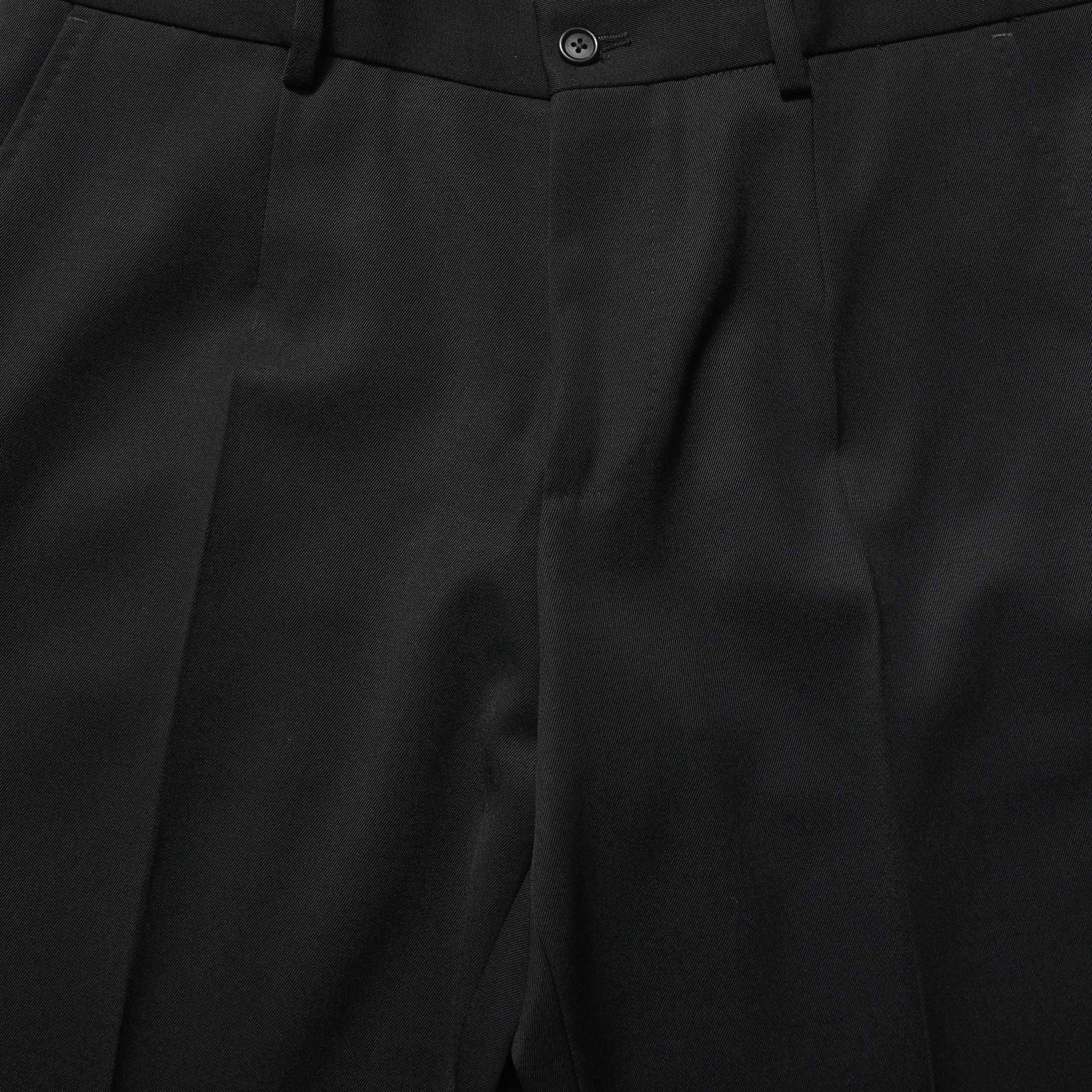 Dolce & Gabbana Black Wool Tapered Men Dress Trouser Pants