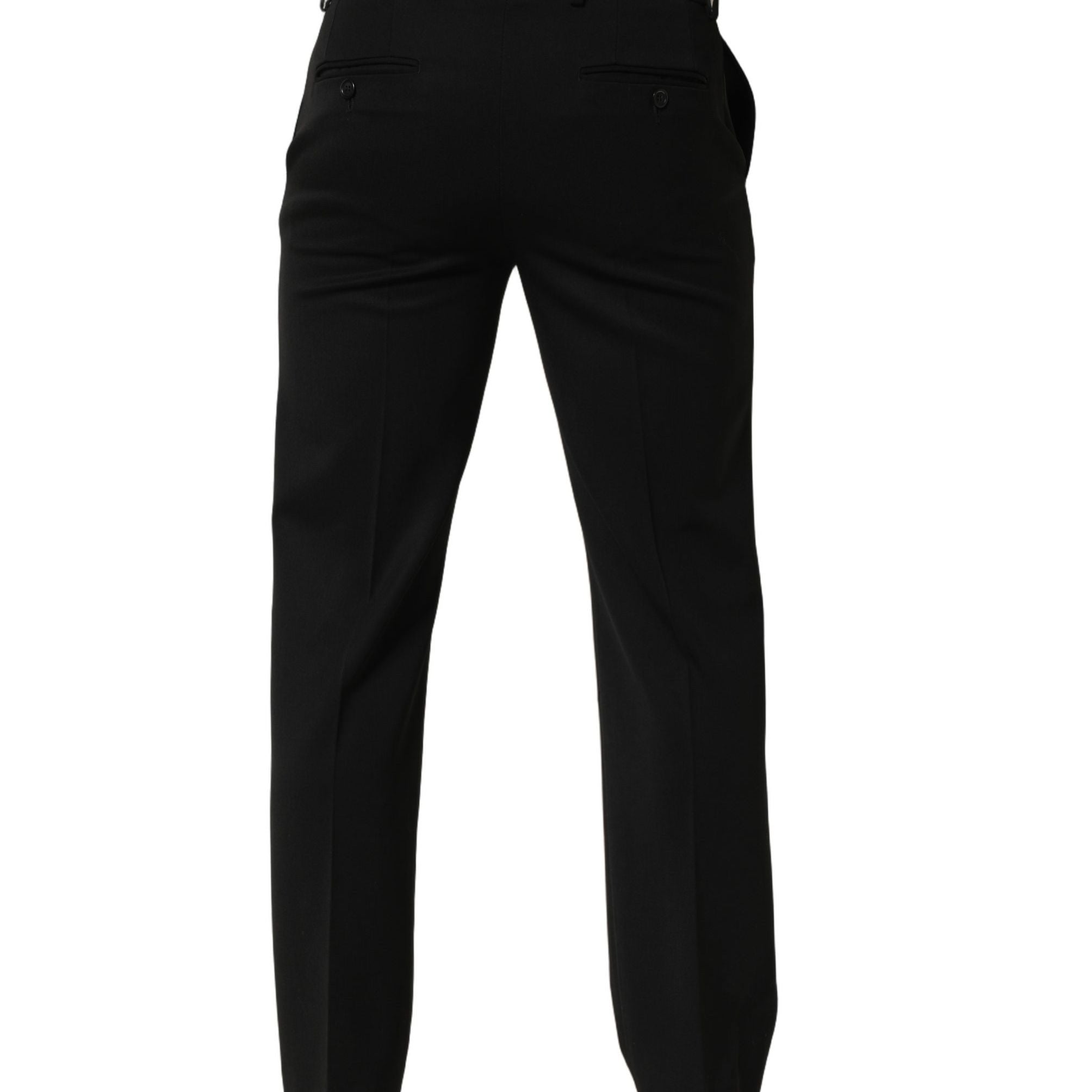 Dolce & Gabbana Black Wool Tapered Men Dress Trouser Pants