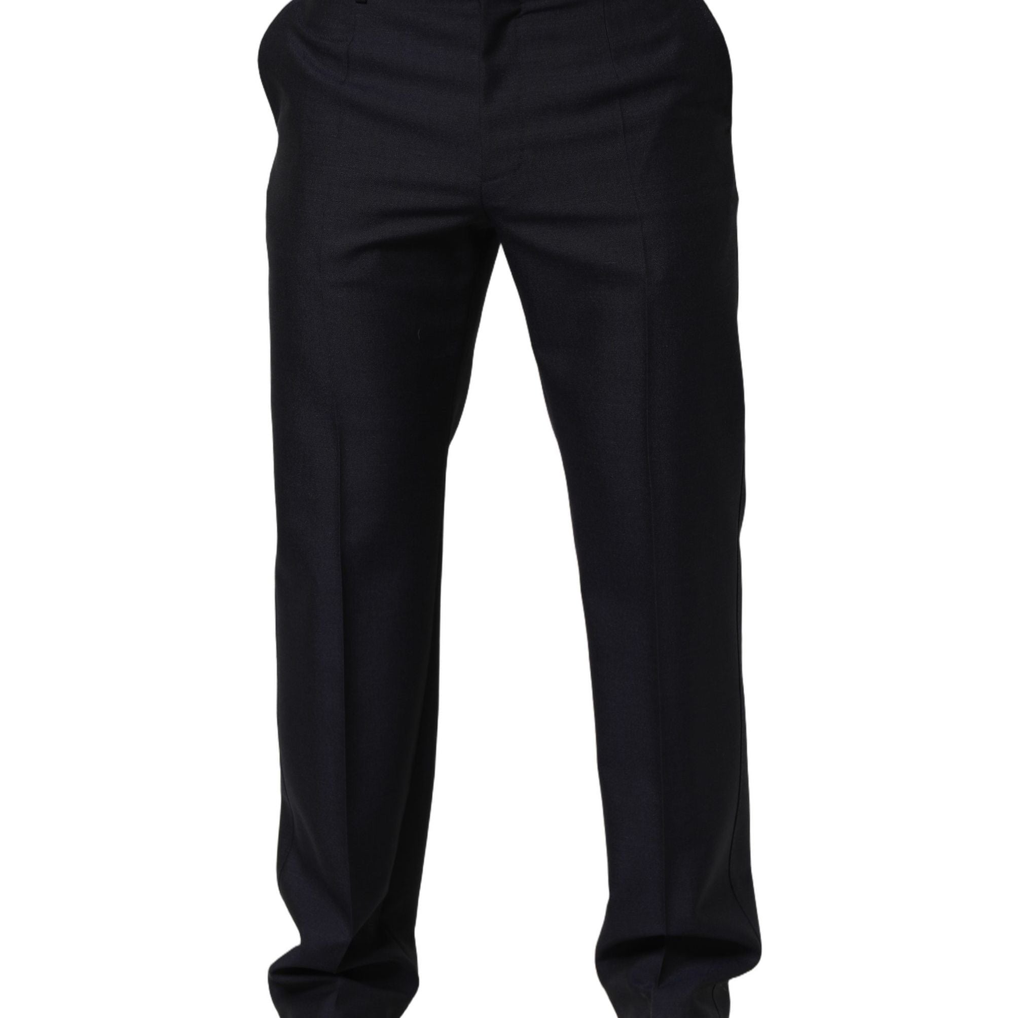 Dolce & Gabbana Black Wool Tapered Leg Dress Trouser Pants